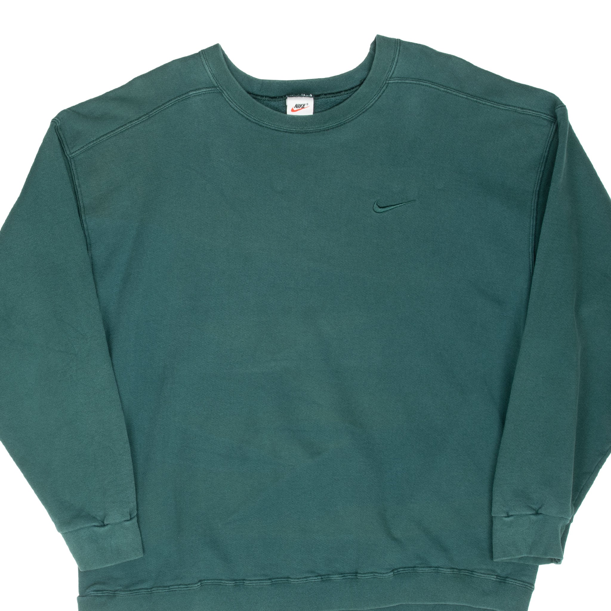 Vintage Nike Classic Swoosh Pine Green Sweatshirt 1990S Size XL