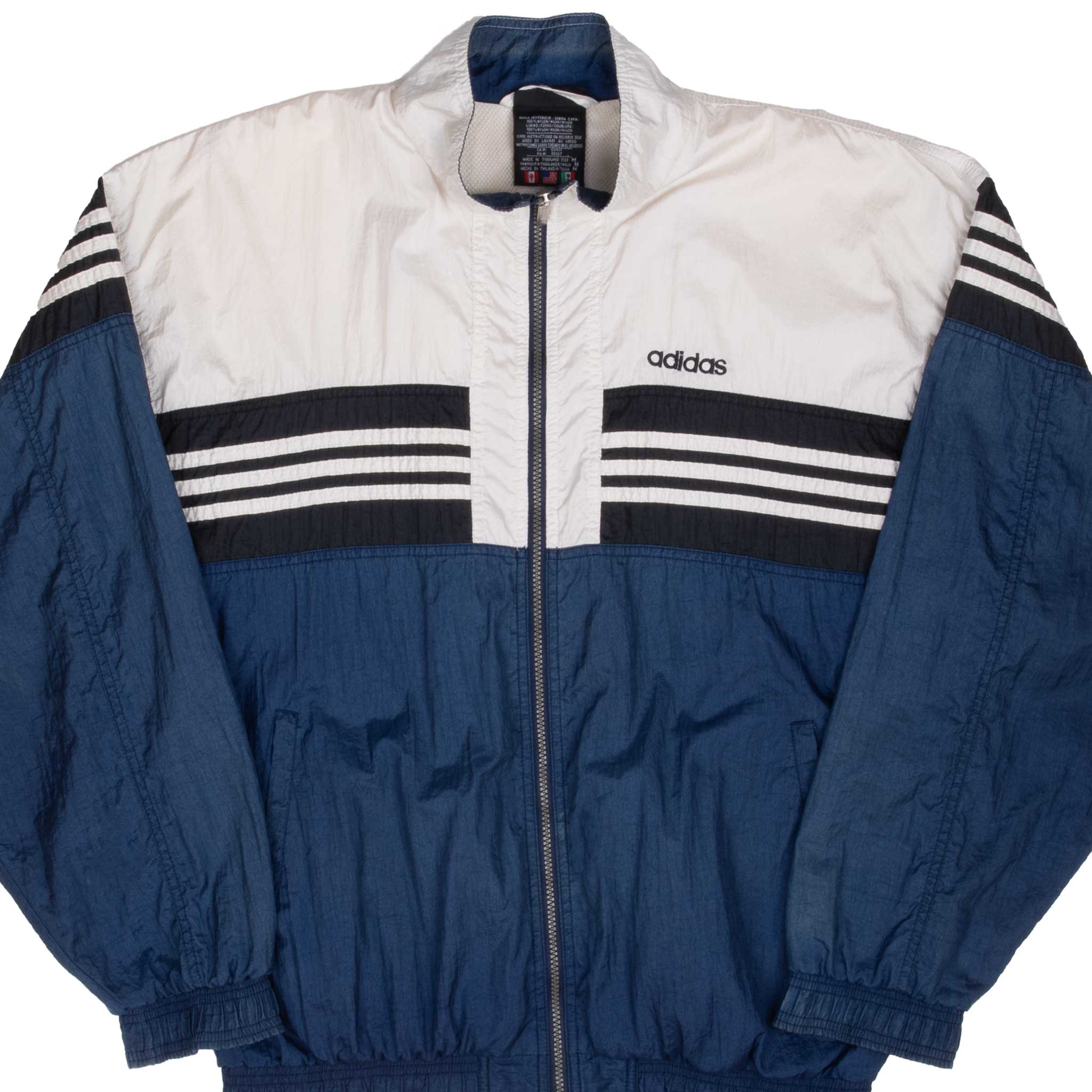 Vintage Adidas Blue & White Windbreaker Jacket 1990S Size Medium