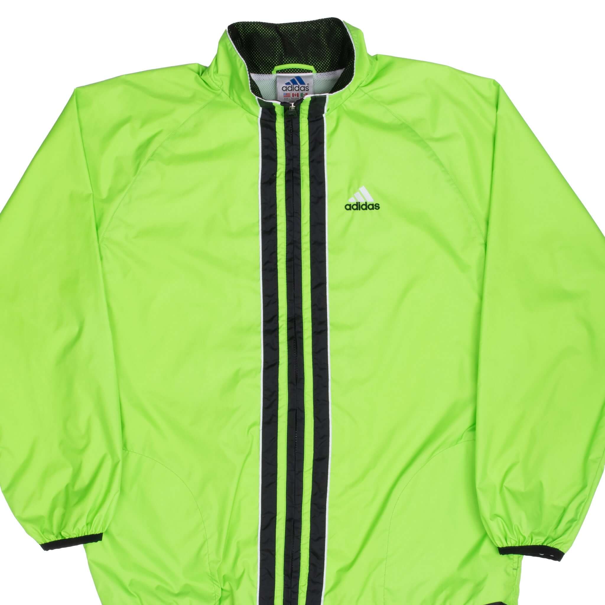 Vintage Adidas Neon Green Windbreaker Jacket 1990S Size Large