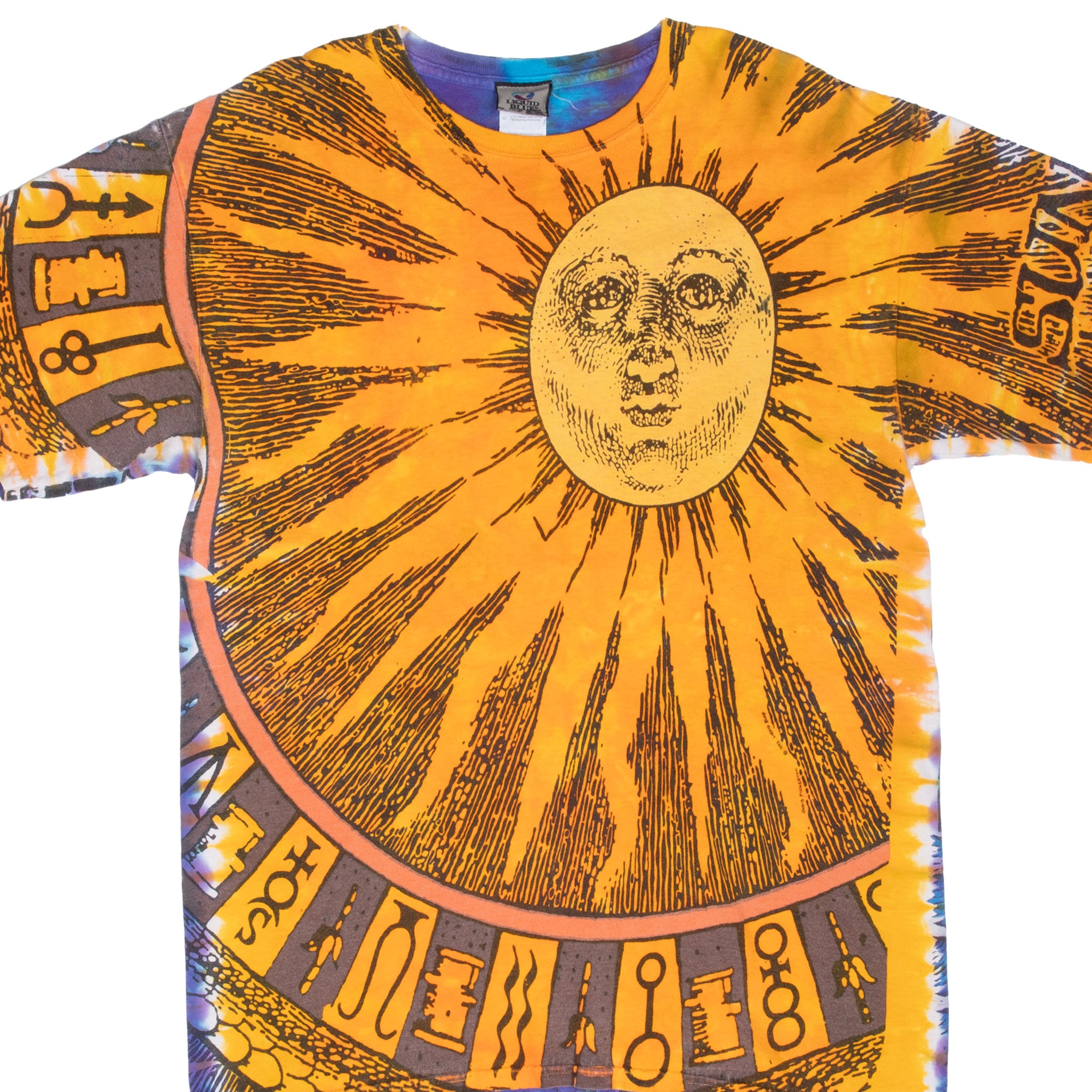 Vintage Sun And Moon Tie Dye Liquid Blue 1990S Tee Shirt Size Large
