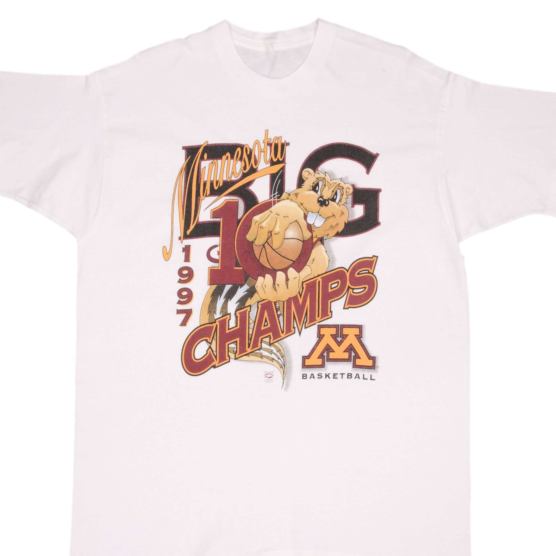 Vintage Ncaa Minnesota Golden Gophers Basketball Champs 1997 Tee Shirt Size XL With Single Stitch Sleeves