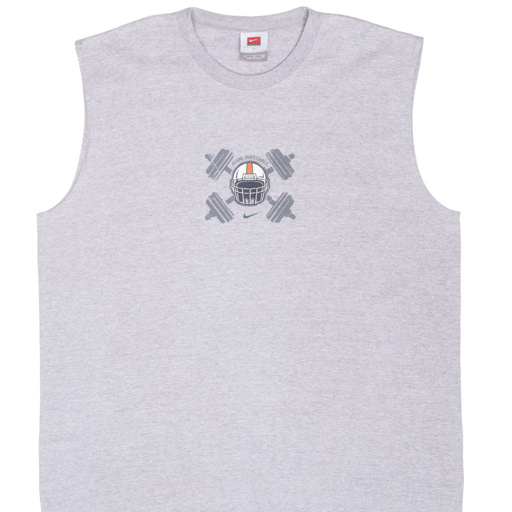 Vintage Nike Ncaa Miami Hurricanes Tank Top Tee Shirt 2000S Size XL Made In Usa