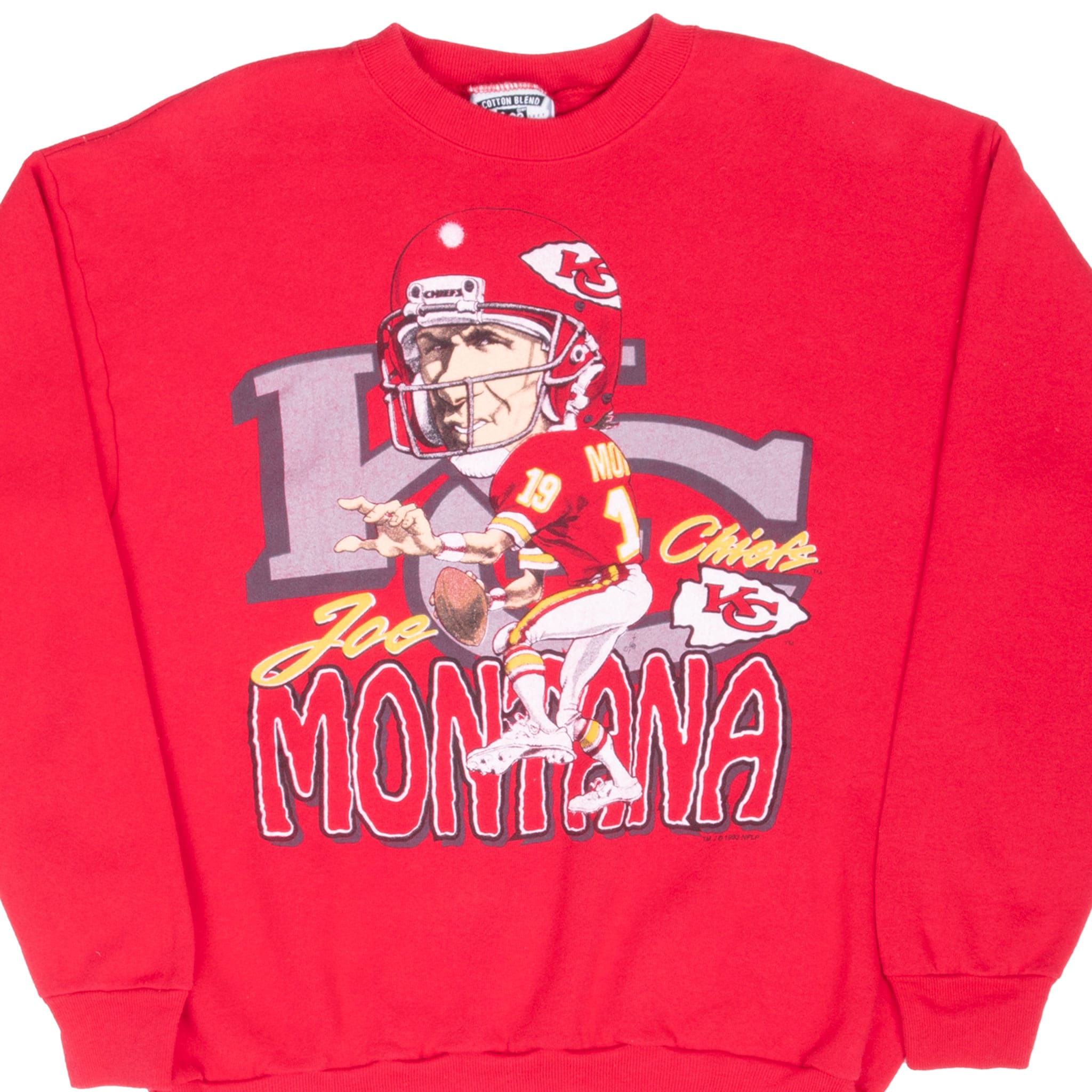 Vintage NFL Kansas City Chiefs Joe Montana Sweatshirt Size Large Made In USA 1993