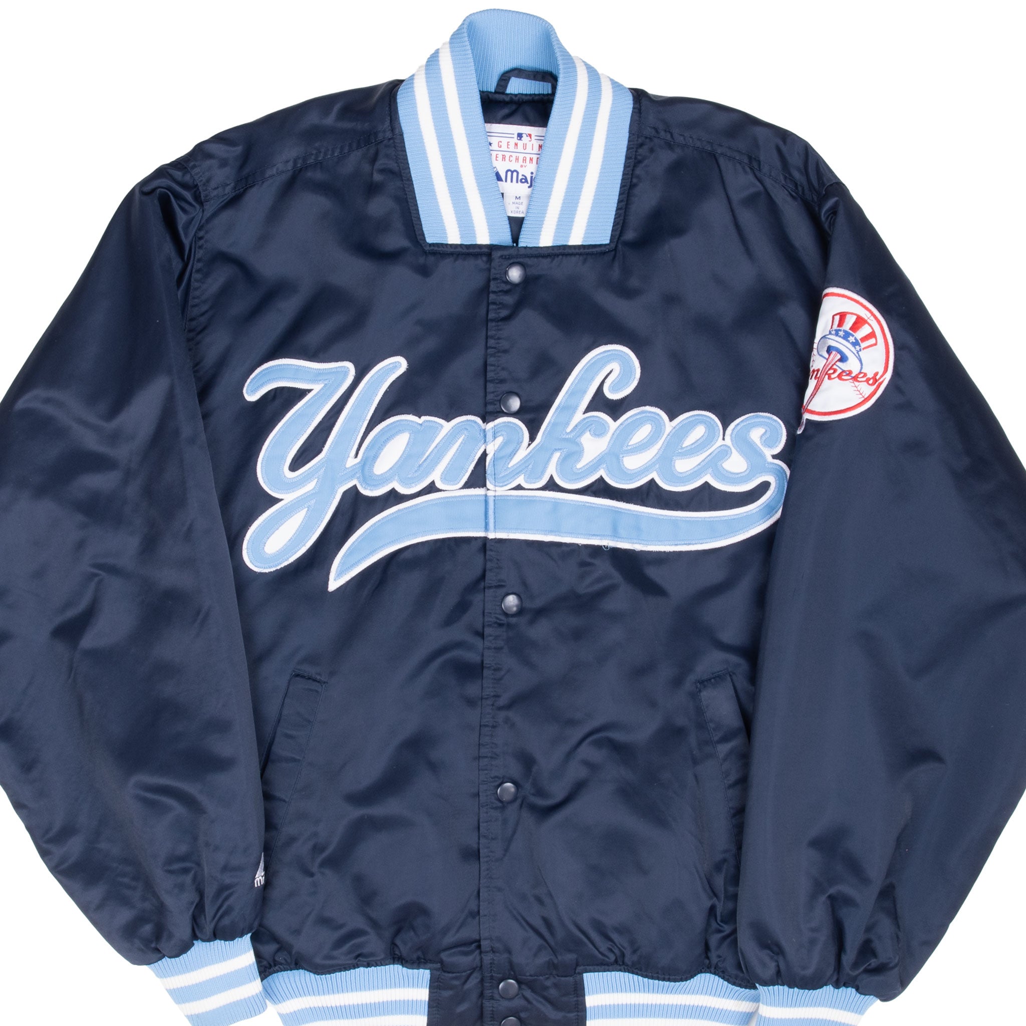 Vintage Mlb New York Yankees 1990S Majestic Bomber Satin Jacket Size Medium