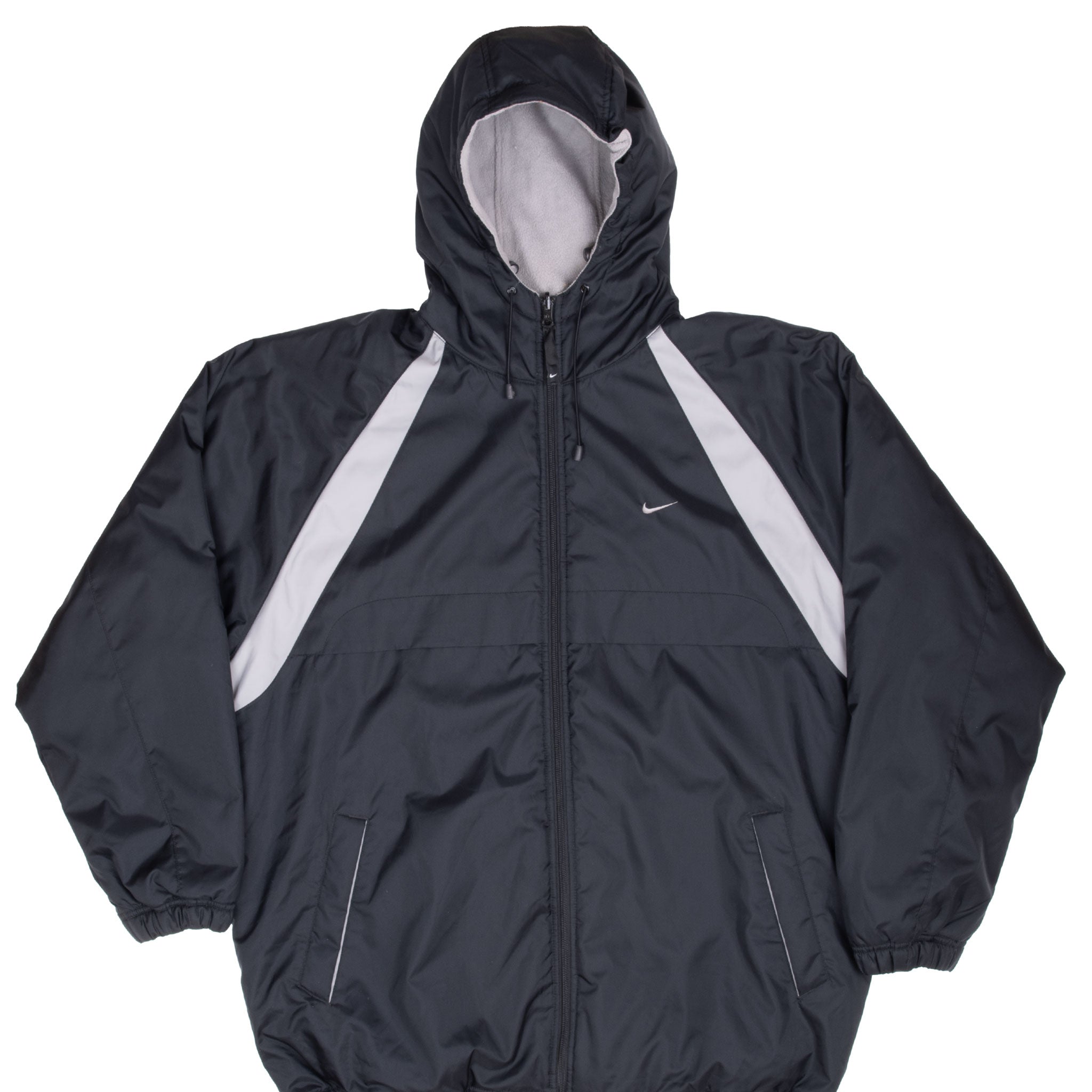 Vintage Nike Swoosh Black Hooded Reversible Windbreaker Jacket 2000S Size Large
