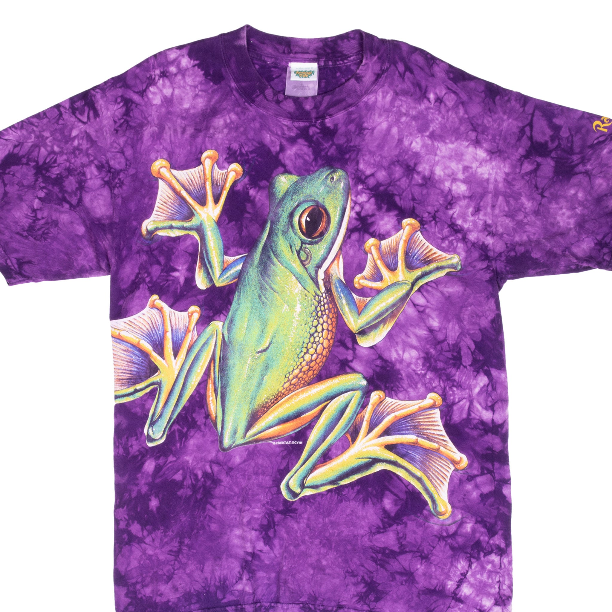 Vintage Tie Dye Frog Rain Forest Rico Animal Print Tee Shirt 1998 Size Medium
