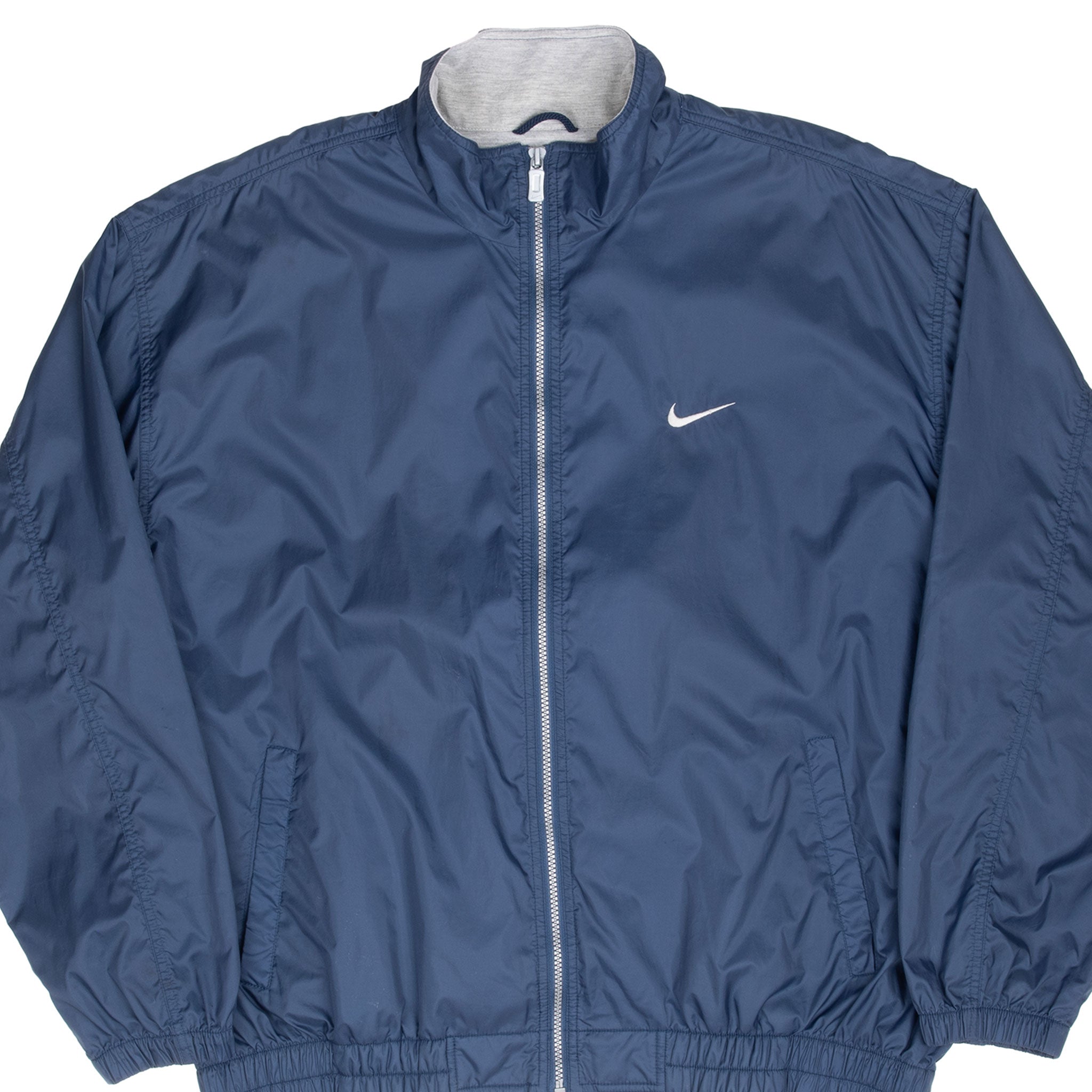 Vintage Nike Classic Swoosh Navy Blue Windbreaker Jacket 1990S Size XL