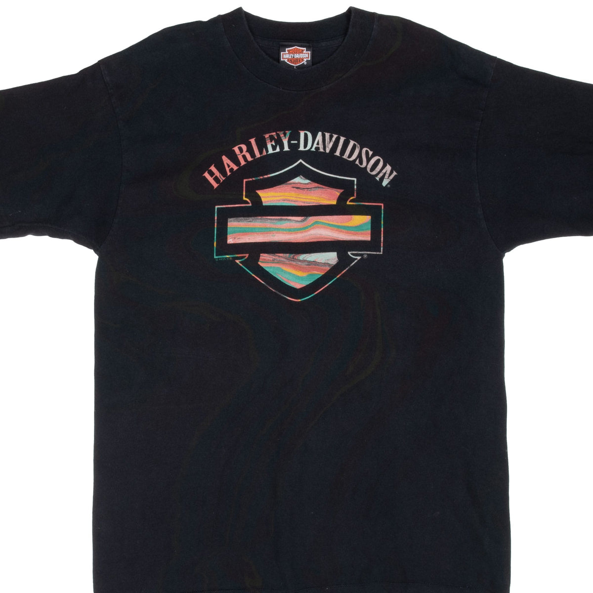 Vintage Harley Davidson Calgary Alberta Tie Dye Tee Shirt 1995 Large Made In Usa With Single Stitch Sleeves