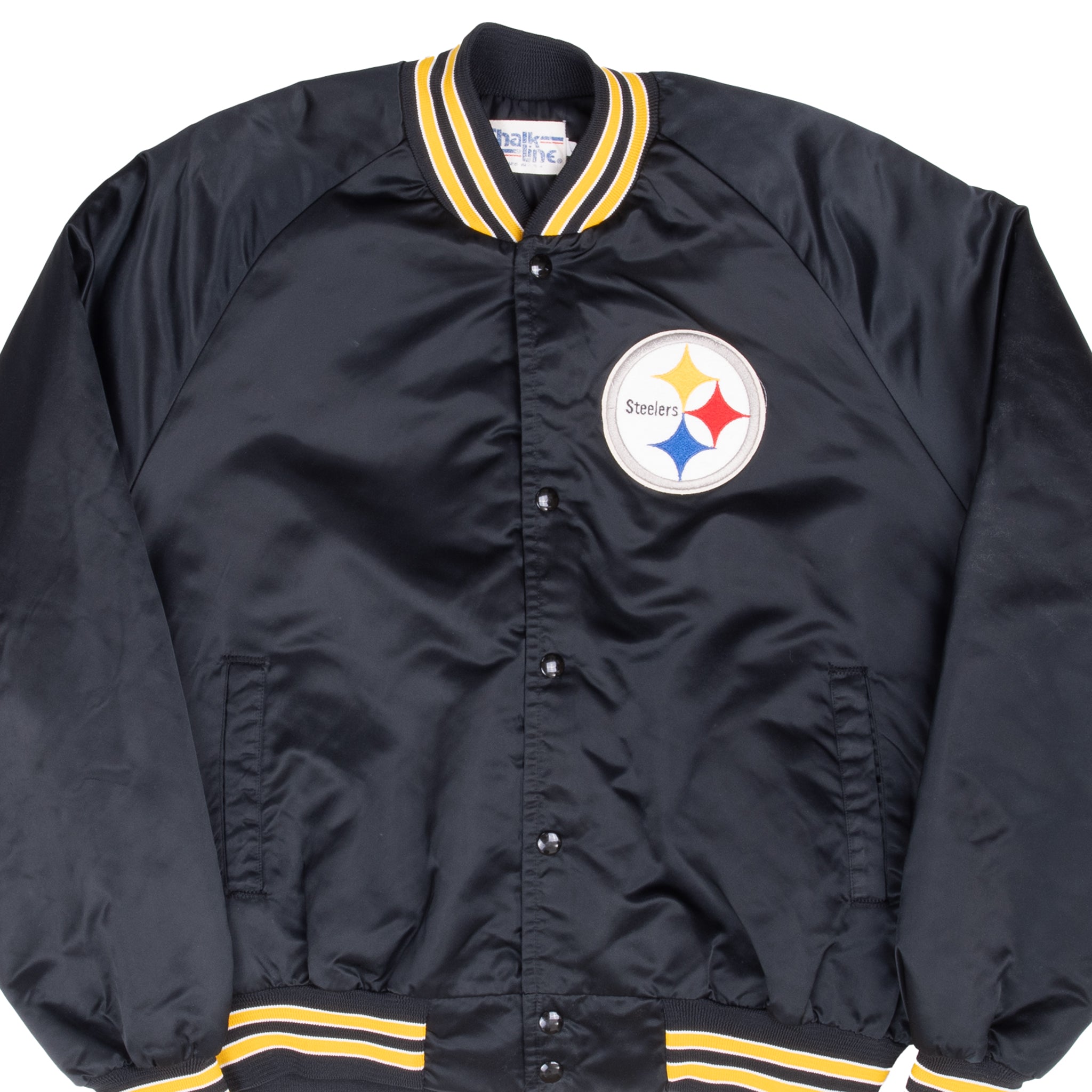 Vintage Nfl Pittsburg Steelers Satin Bomber Jacket 1990S Size Large Made In Usa