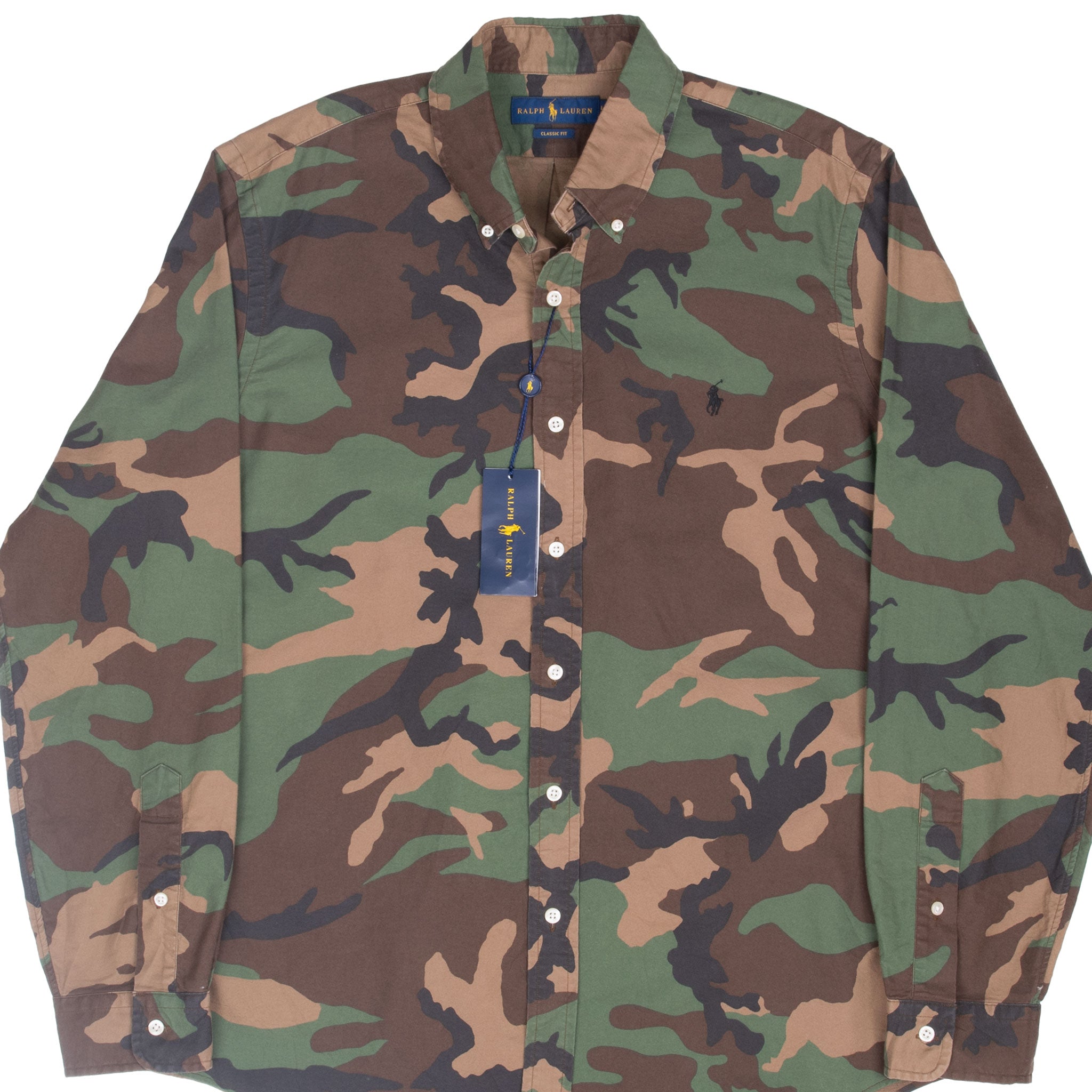 Vintage Ralph Lauren Woodland Camo Shirt Size Large Deadstock