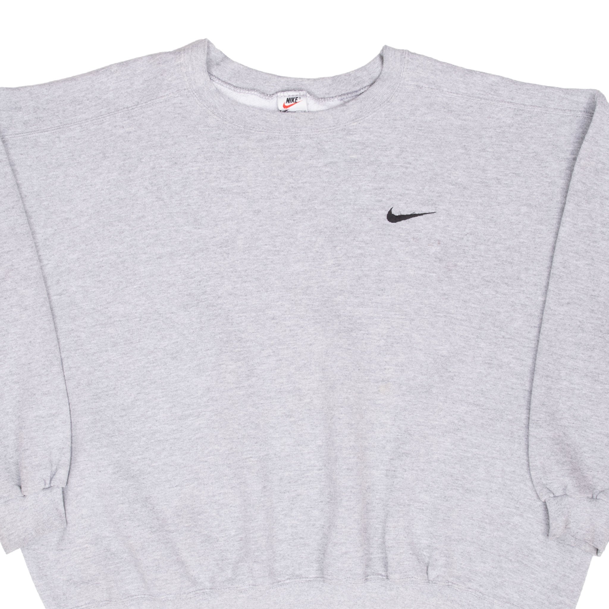 Vintage Nike Classic Swoosh Grey Sweatshirt 1990S Size 2XL Made In Usa