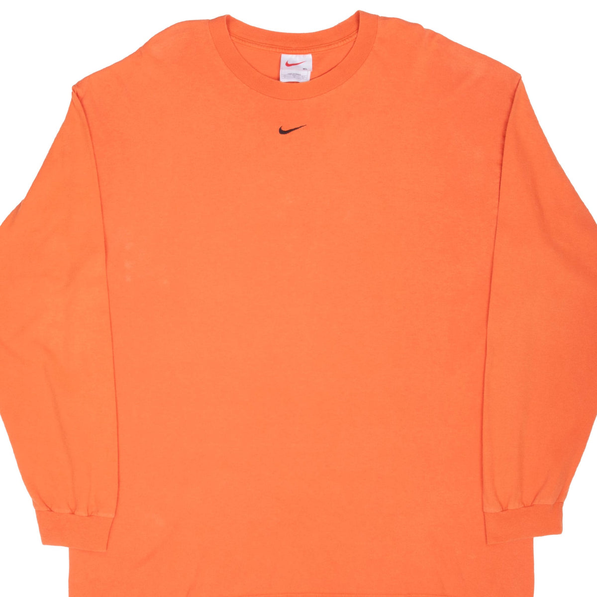 Vintage Nike Center Swoosh Orange Long Sleeve Tee Shirt 1990S Size XL