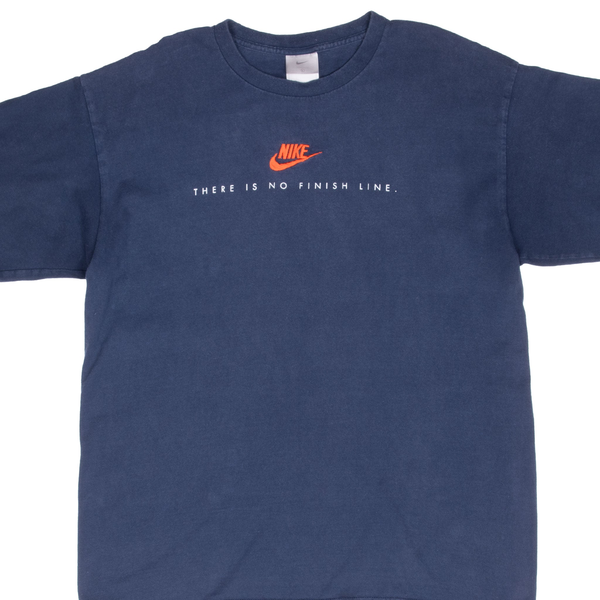VINTAGE NIKE THERE IS NO FINISH LINE CENTER SWOOSH BLUE TEE SHIRT 2000S LARGE