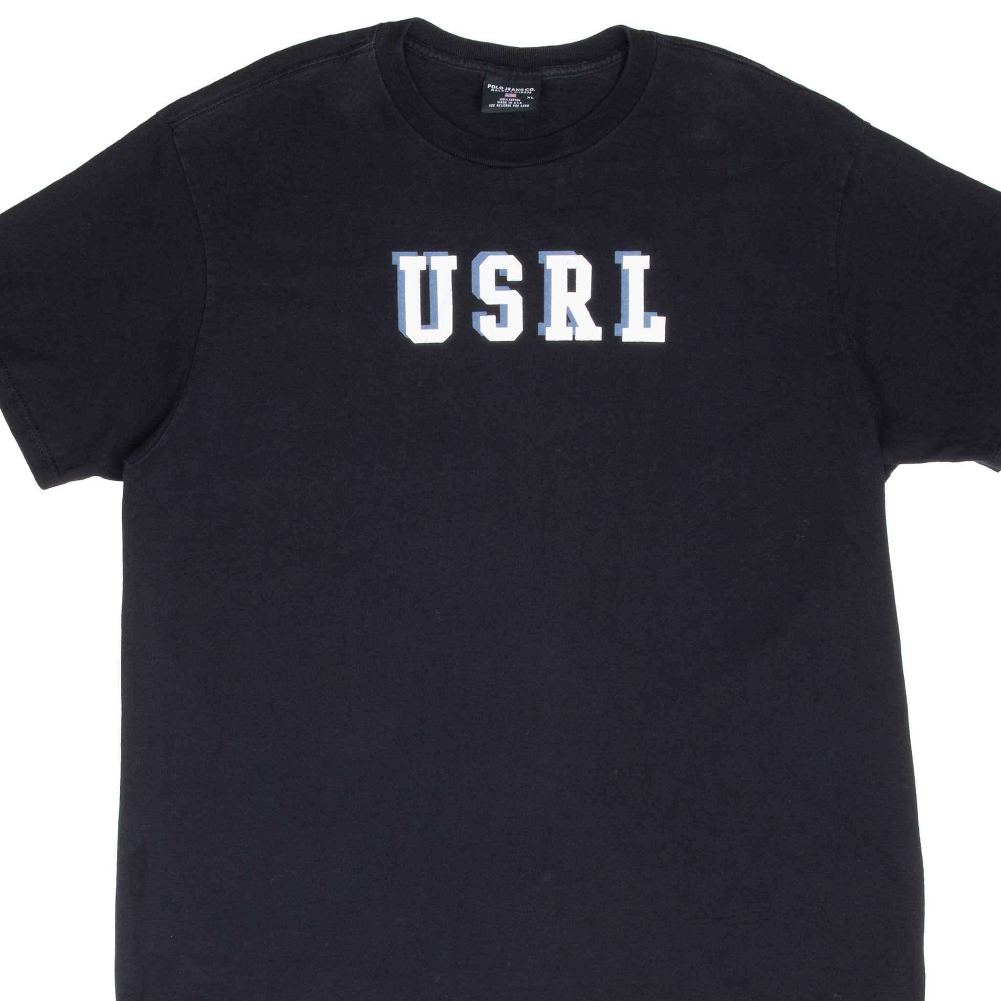 Vintage Ralph Lauren Polo Jeans Co Usrl Navy Blue Tee Shirt 1990S Size XL Made In Usa