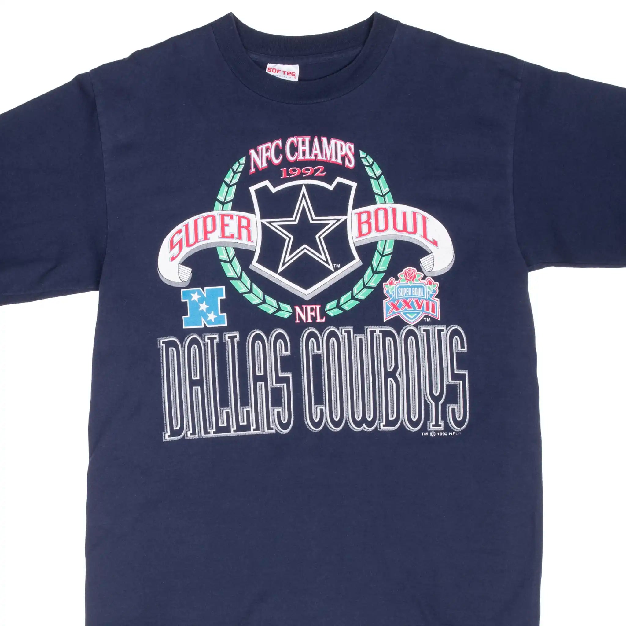 VINTAGE NFL DALLAS COWBOYS NFC CHAMPIONS 1992 TEE SHIRT LARGE MADE IN USA