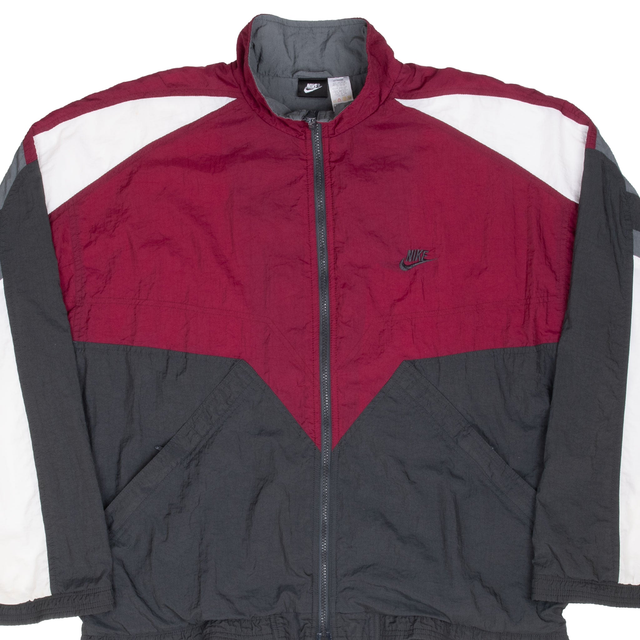 Vintage Nike Classic Swoosh Burgundy Windbreaker Jacket 1990S Size Large