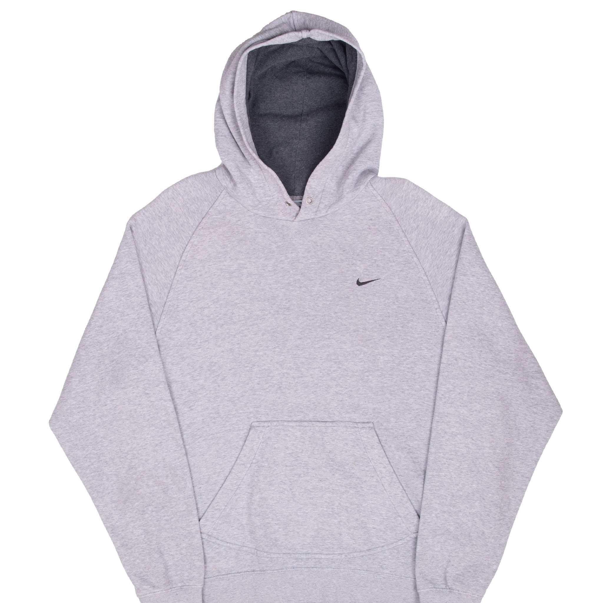 Vintage Nike Classic Swoosh Grey Hoodie Sweatshirt 2000S Size Large