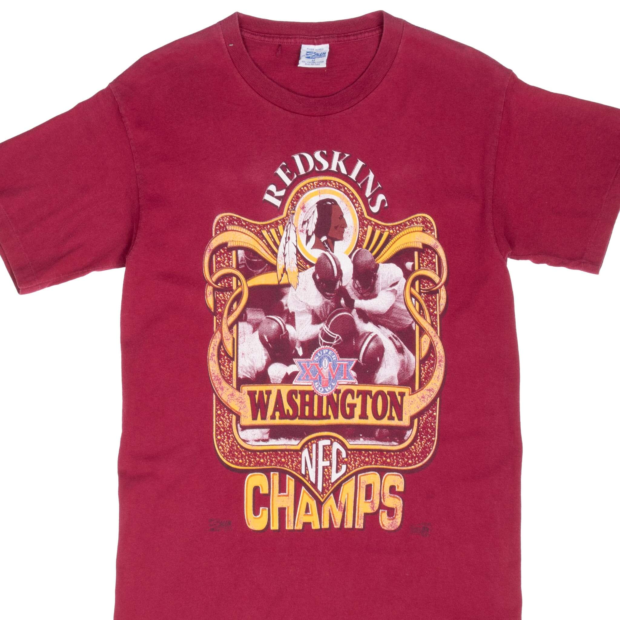 Vintage NFL Washington Redskins NFC Champion Superbowl XXVI 1992 Tee Shirt Size Small Made In USA With Single Stitch Sleeves