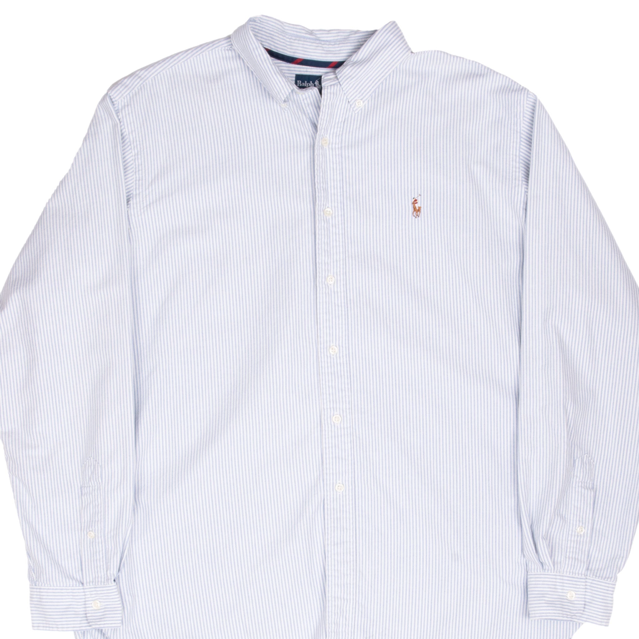 Vintage Ralph Lauren Blue White Striped Shirt 1990S Size 2XL