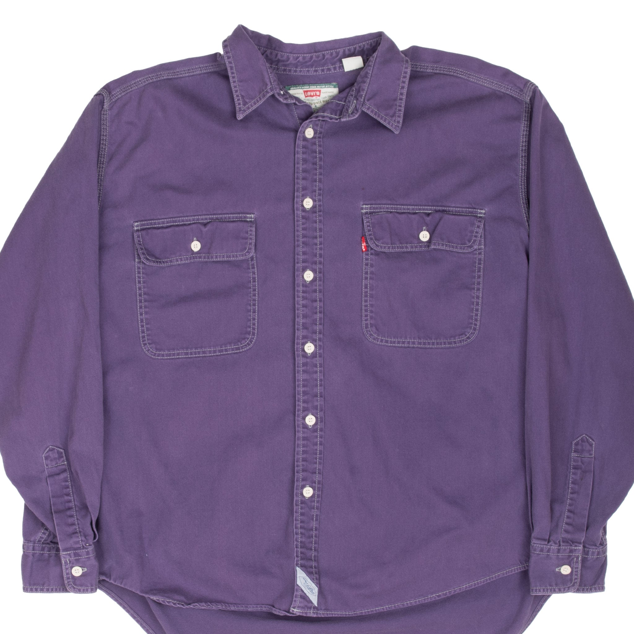 Vintage Levis Pocket Purple Denim Shirt 1990S Size XL