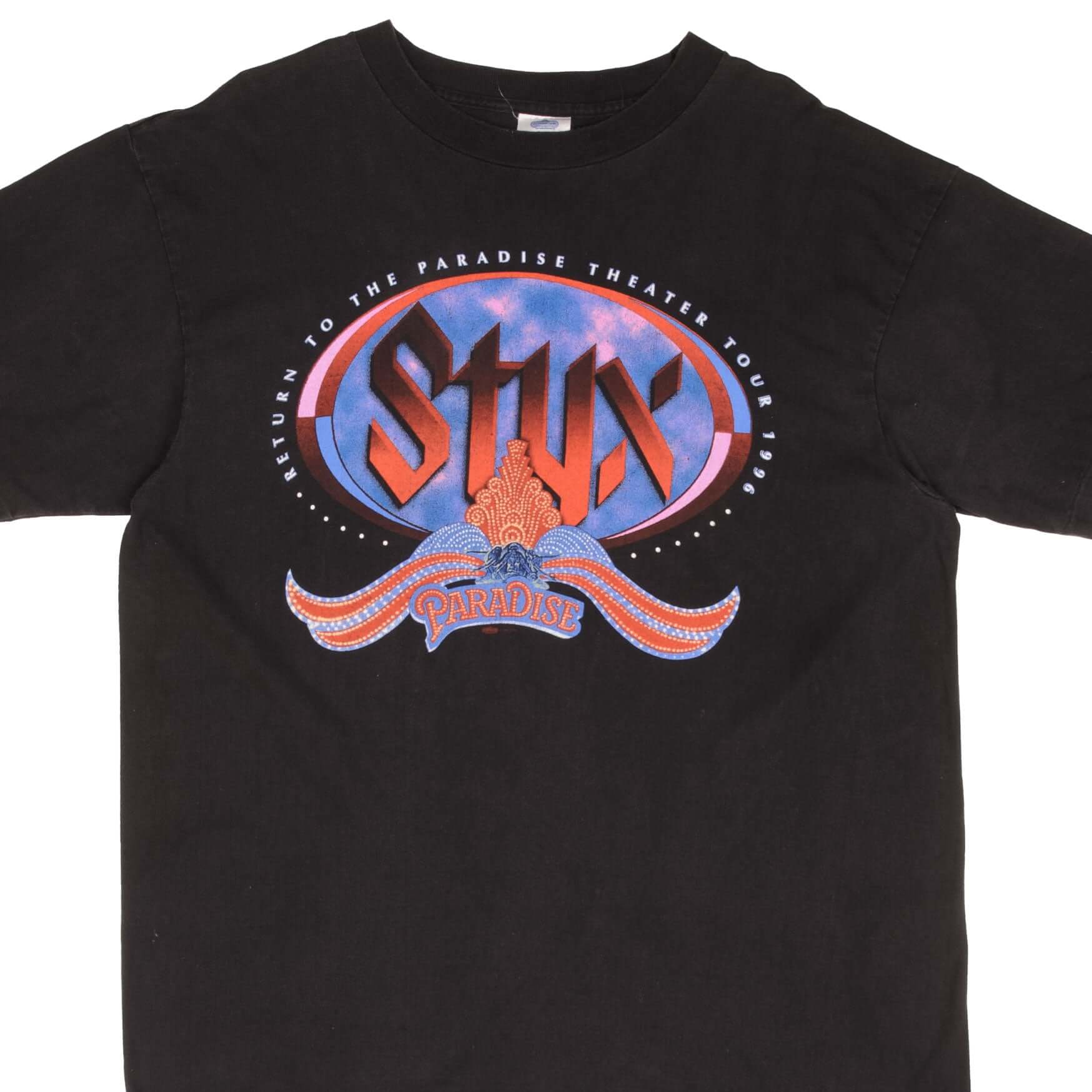 Vintage Styx Return To The Paradise Theater North American Tour 1996 Tee Shirt Size Xl Made In USA With Single Stitch Sleeves