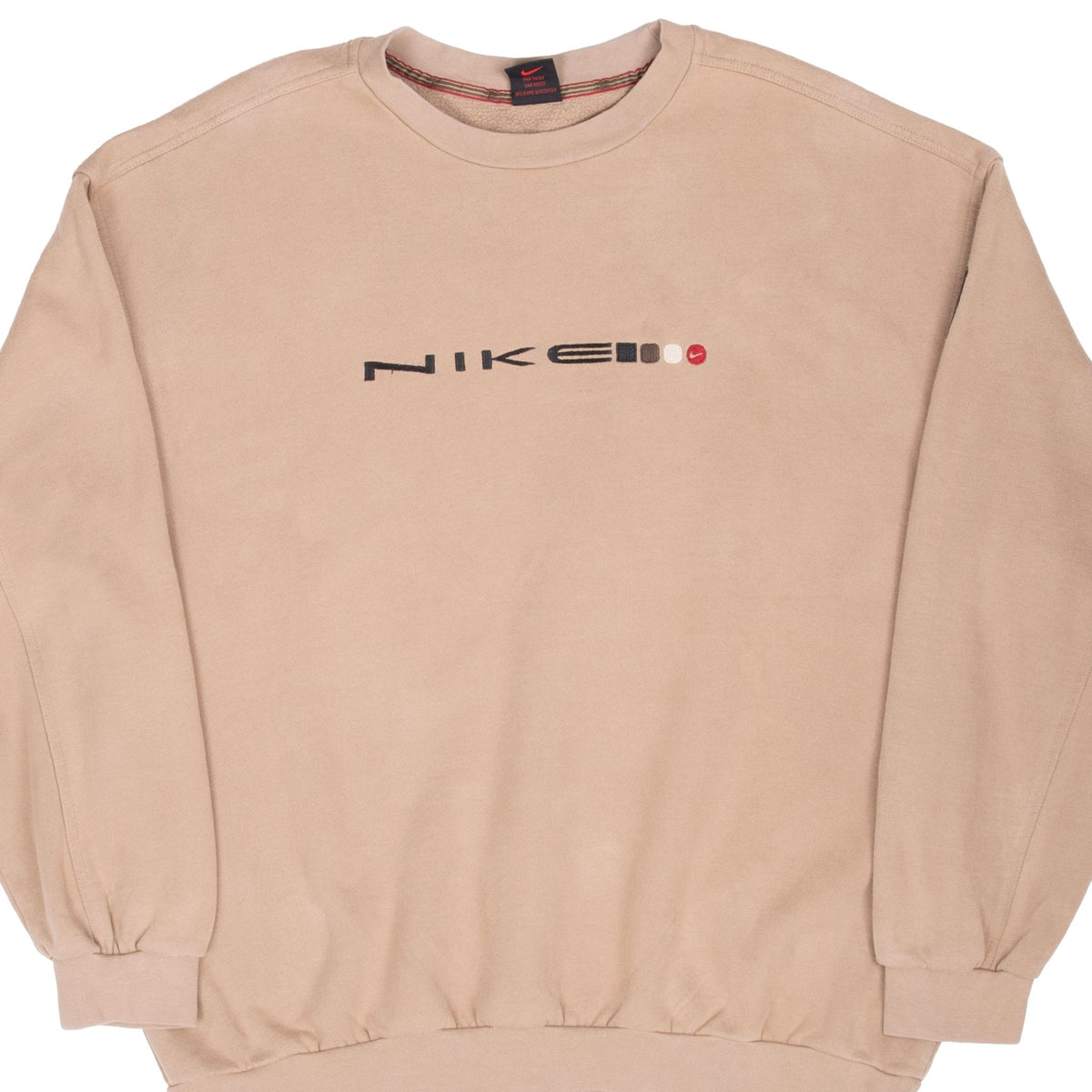 Vintage Nike Spellout Beige Crewneck Sweatshirt 1990S Size XL