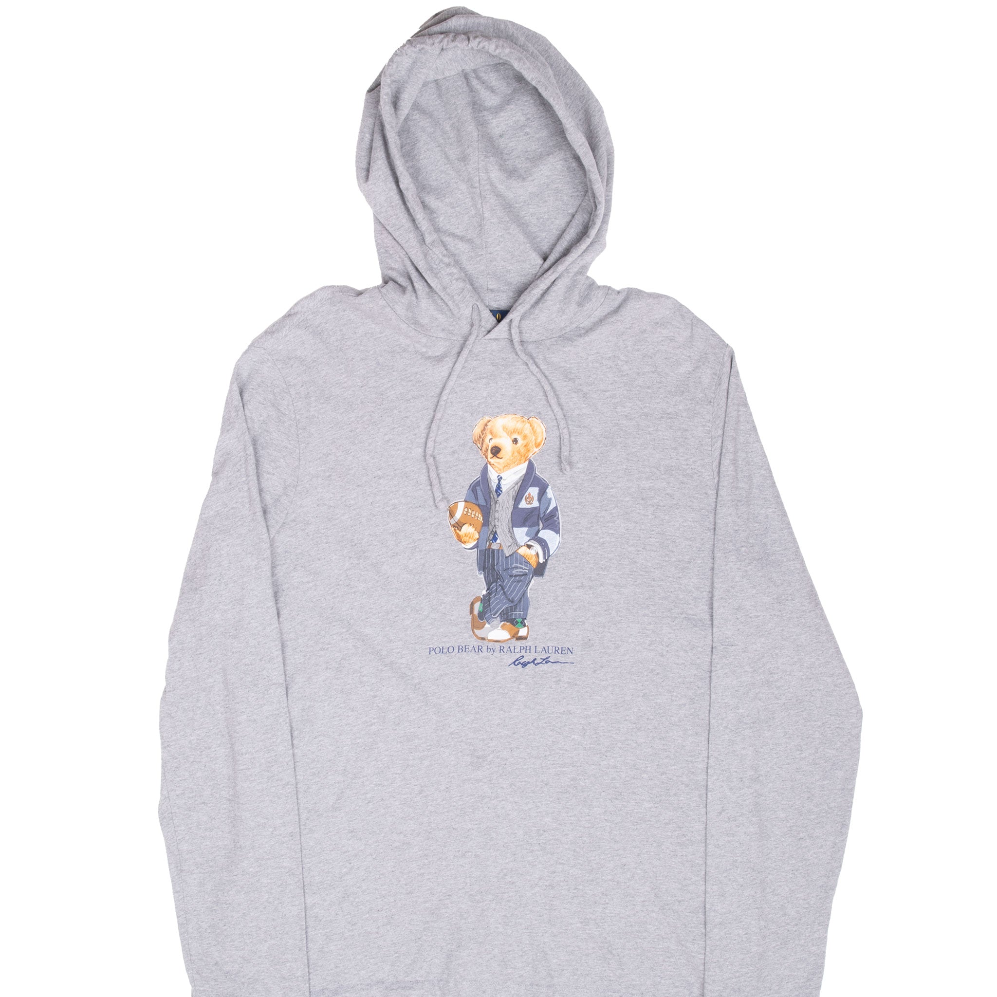 Polo Bear Jersey Ralph Lauren Hooded Long Sleeve Tee Shirt Size Medium