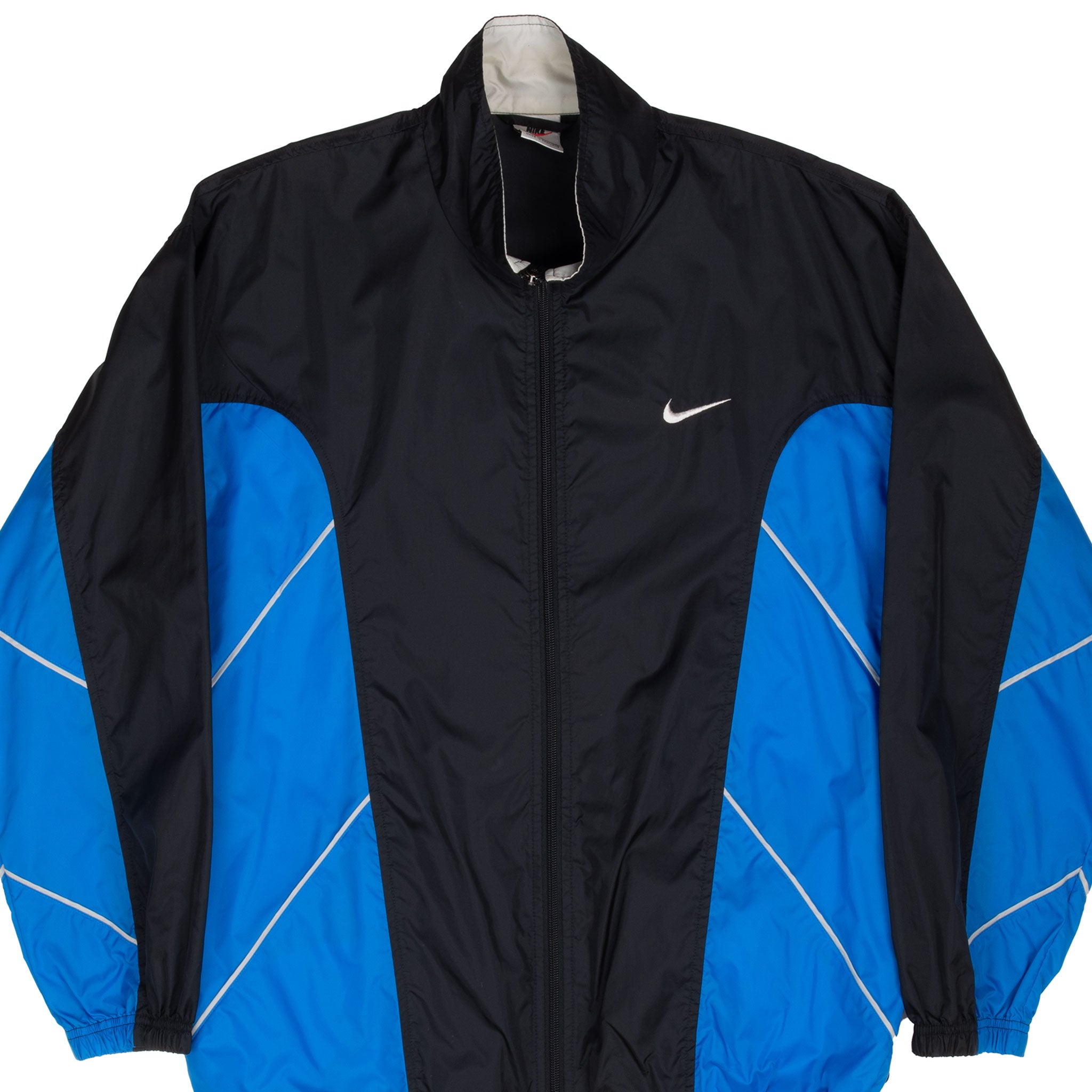 Vintage Nike Blue Black Big Swoosh Windbreaker Jacket 1990S Size Medium
