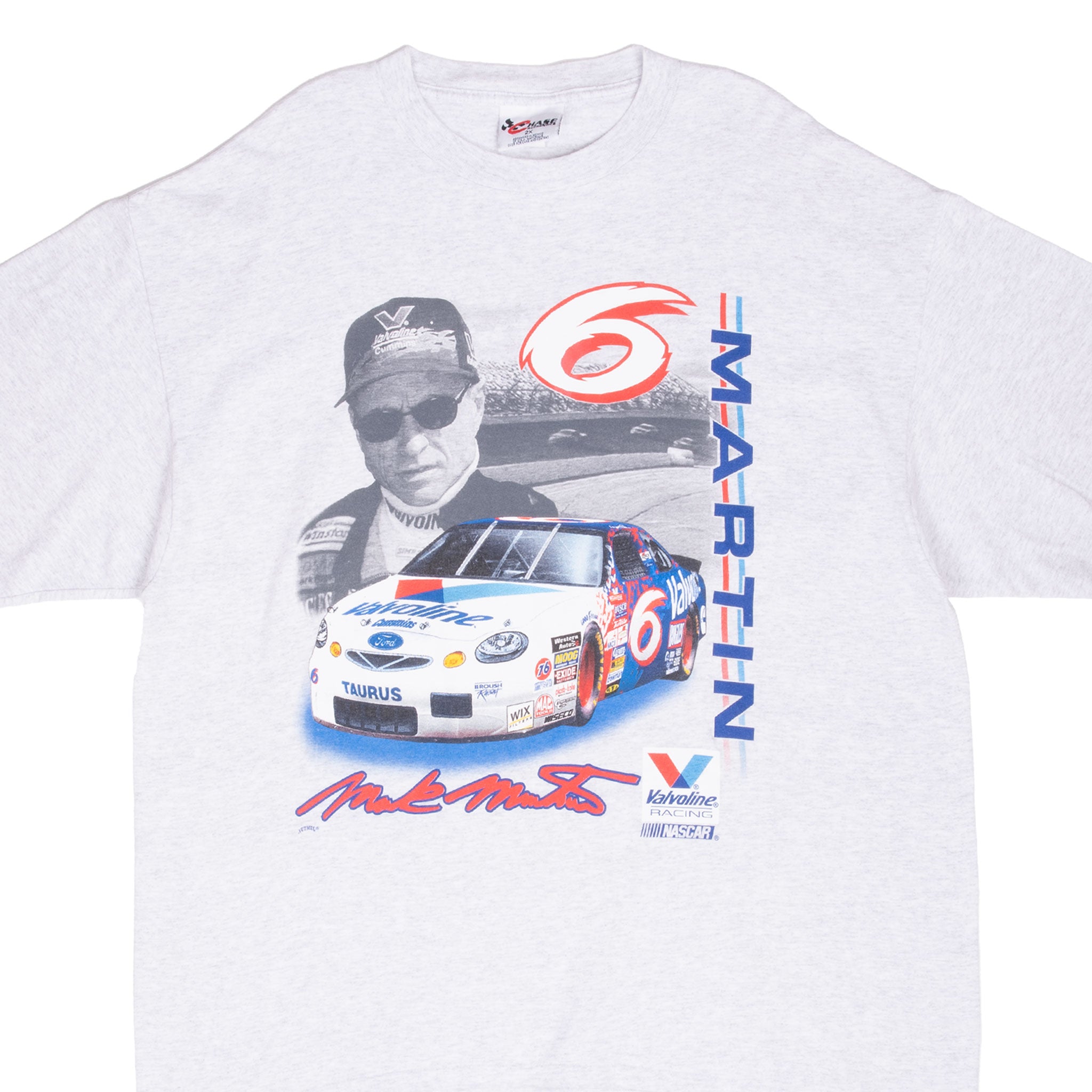VINTAGE NASCAR MARK MARTIN #6 1990S GREY TEE SHIRT 2XL