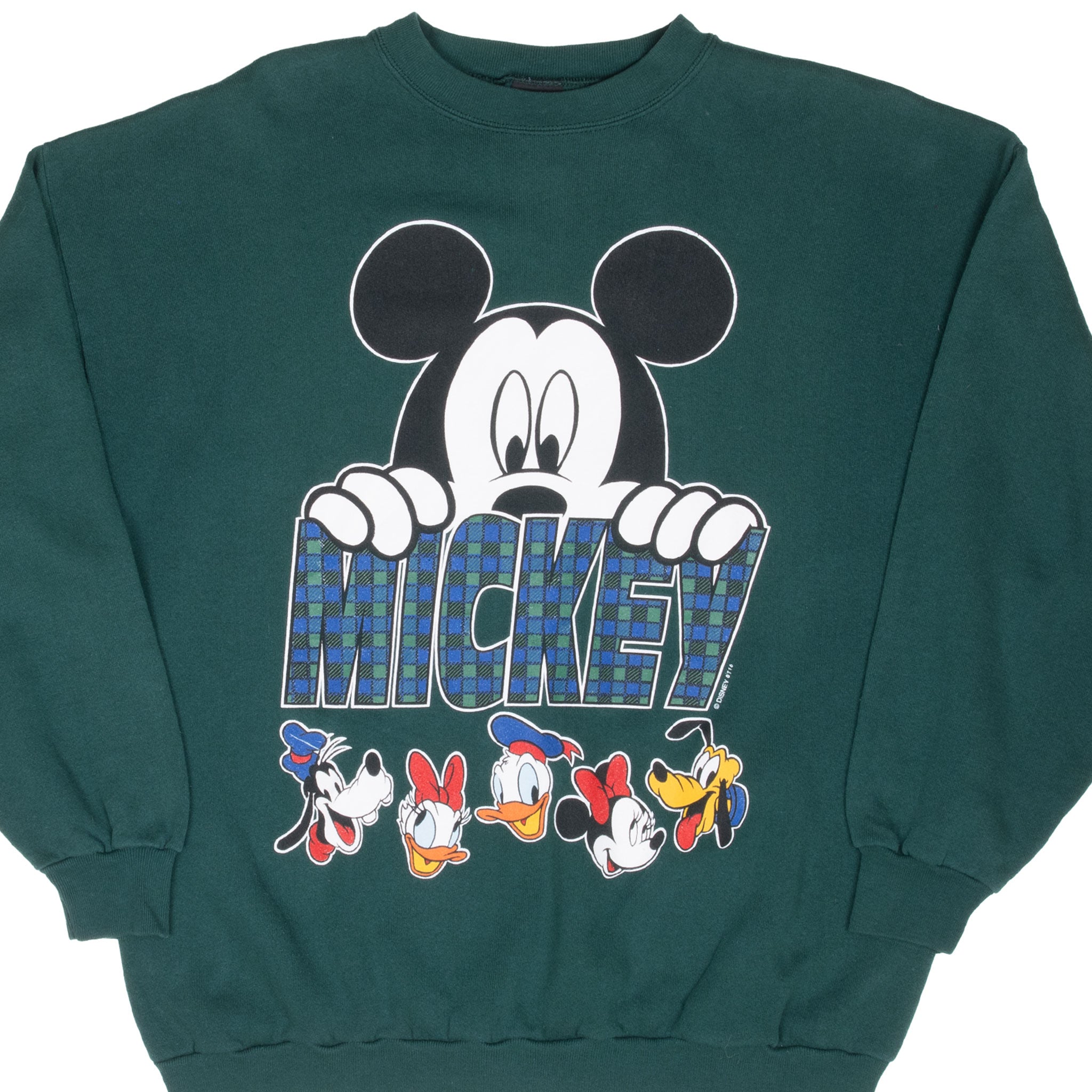 Vintage Disney Mickey Mouse 1990S Pine Green Sweatshirt Size XL Made In USA