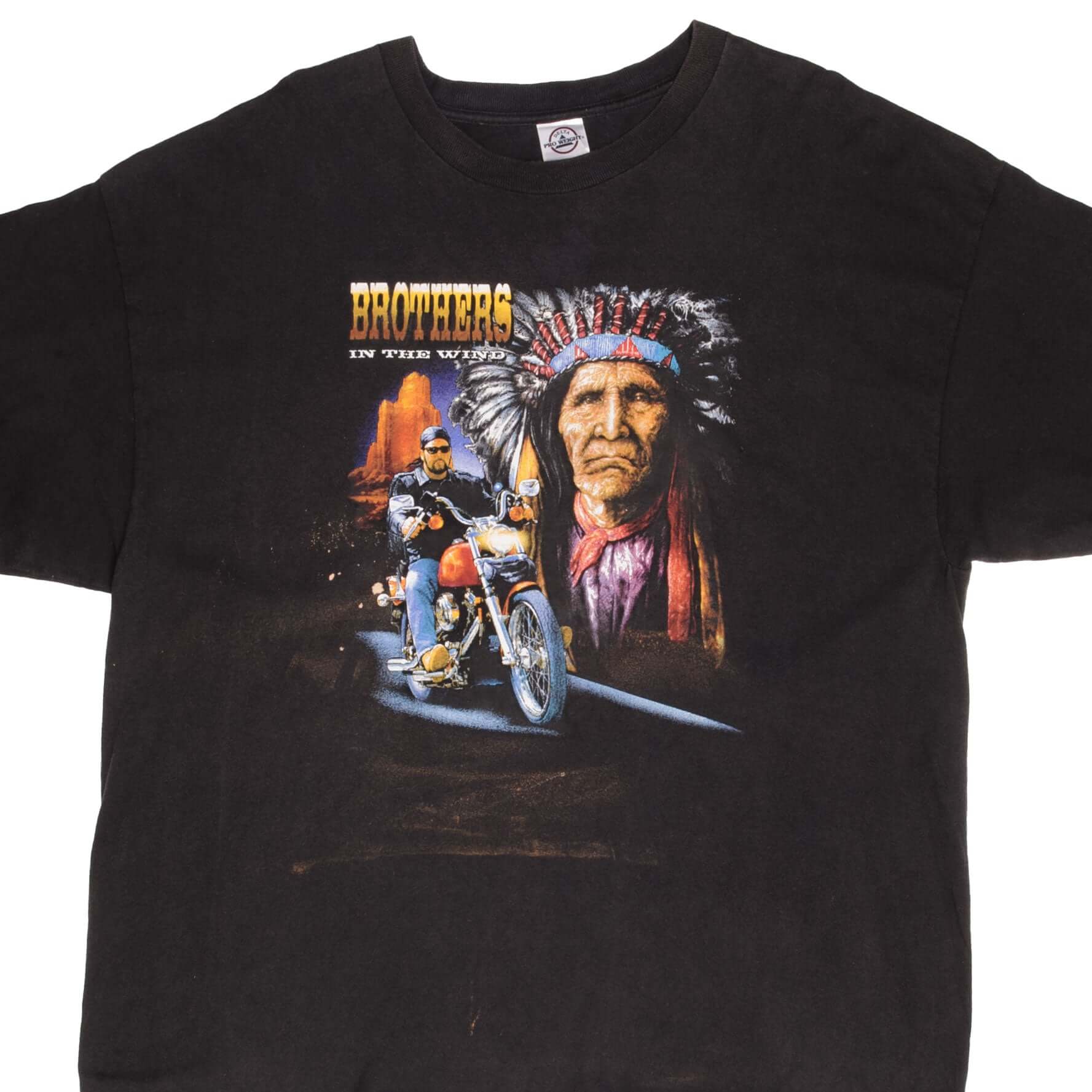 Vintage Brother In the Wind American Indian Biker Tee Shirt 1990S Size 2XL