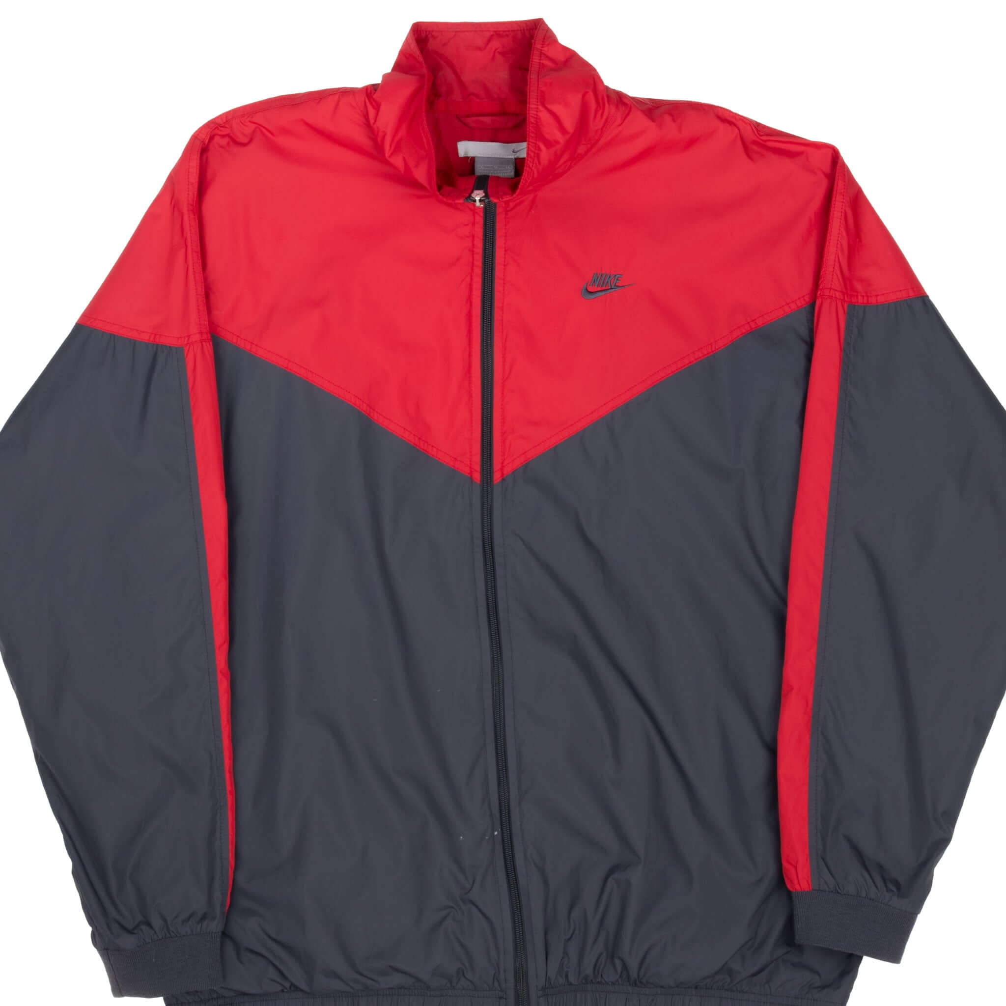Vintage Nike Classic Swoosh Grey And Red Windbreaker Jacket 2000S Size XL