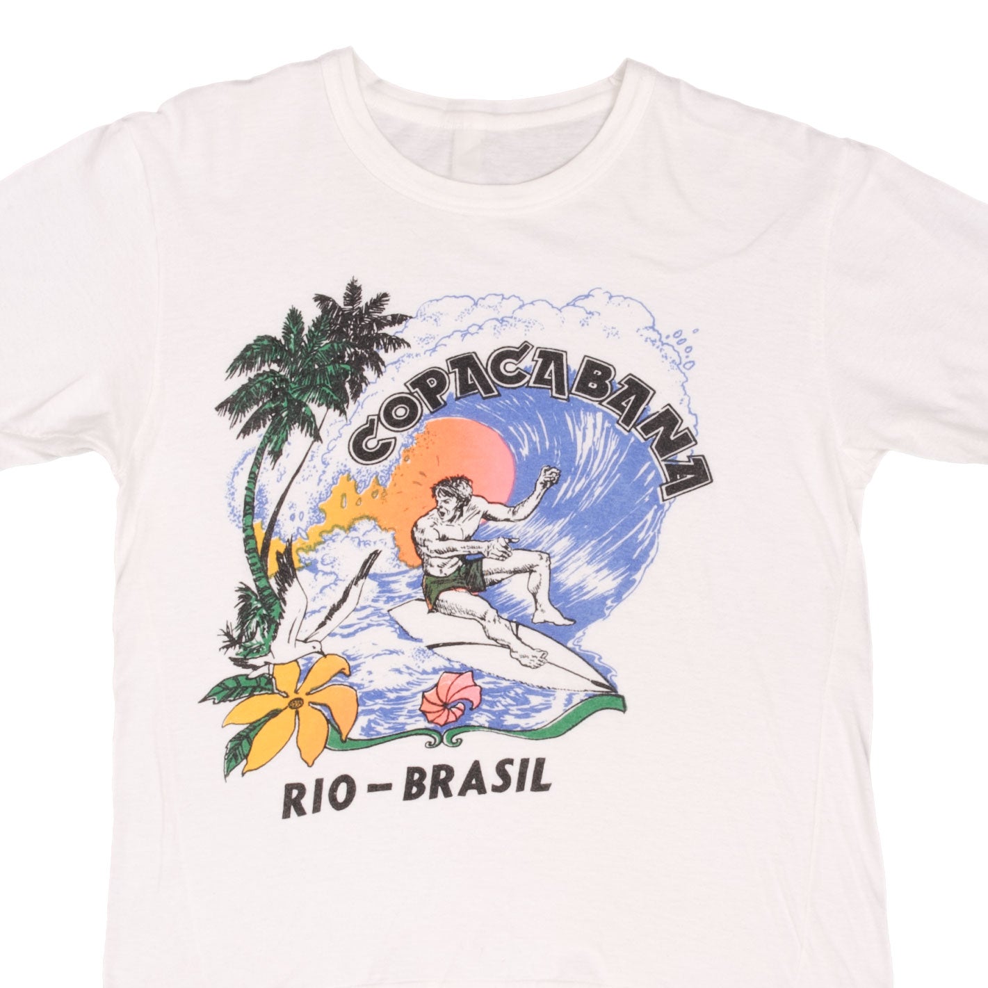 VINTAGE SURFING COPACABANA RIO BRAZIL SURF TEE SHIRT 1980S SIZE MEDIUM –  Vintage rare usa