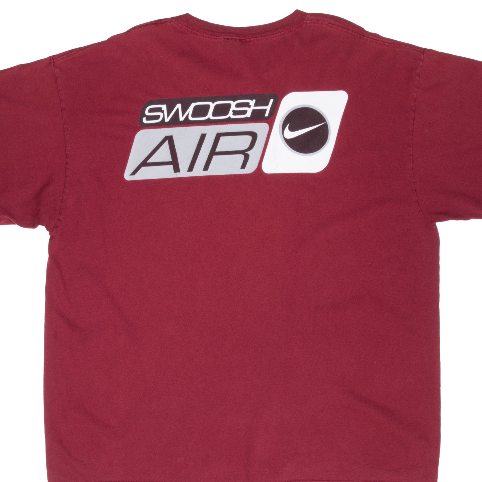 VINTAGE NIKE AIR SWOOSH BURGUNDY TEE SHIRT 1990S SIZE XL MADE IN USA