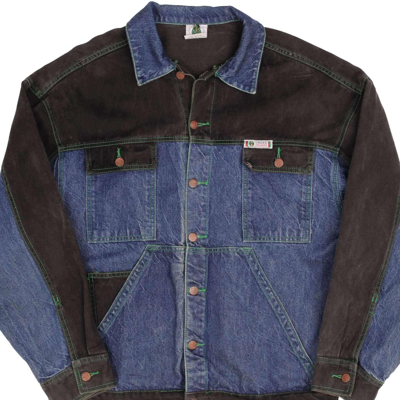 VINTAGE 1990S CROSS COLOURS DENIM JACKET SIZE 1