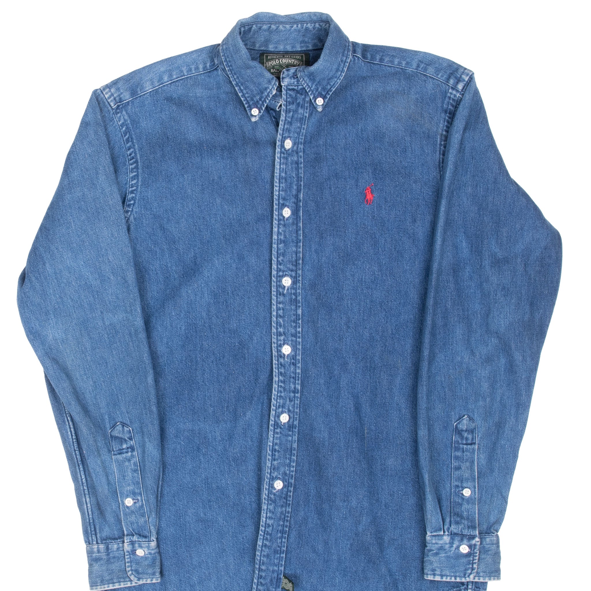 Vintage Ralph Lauren Blue Denim Shirt 1990S Size Small Made In Usa