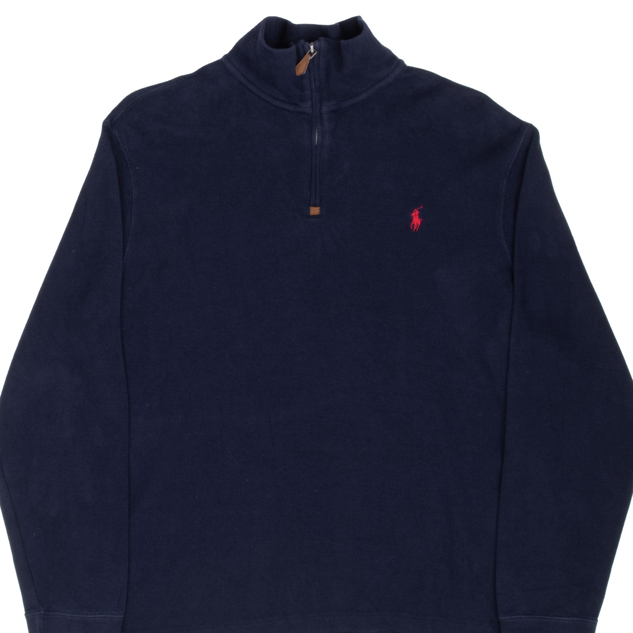 Vintage Polo Ralph Lauren Navy Blue Quarter 1/4 Zip Sweater 1990s Size Large