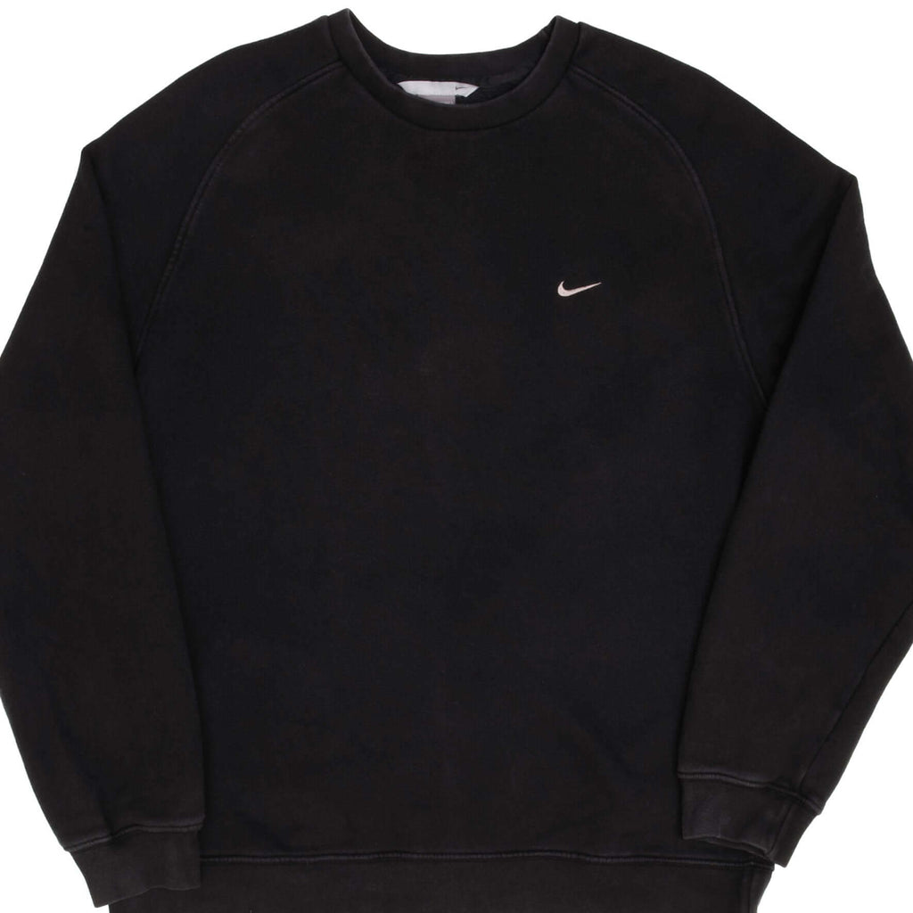 Vintage Nike Classic Swoosh Black Sweatshirt 2000S Size 2XL