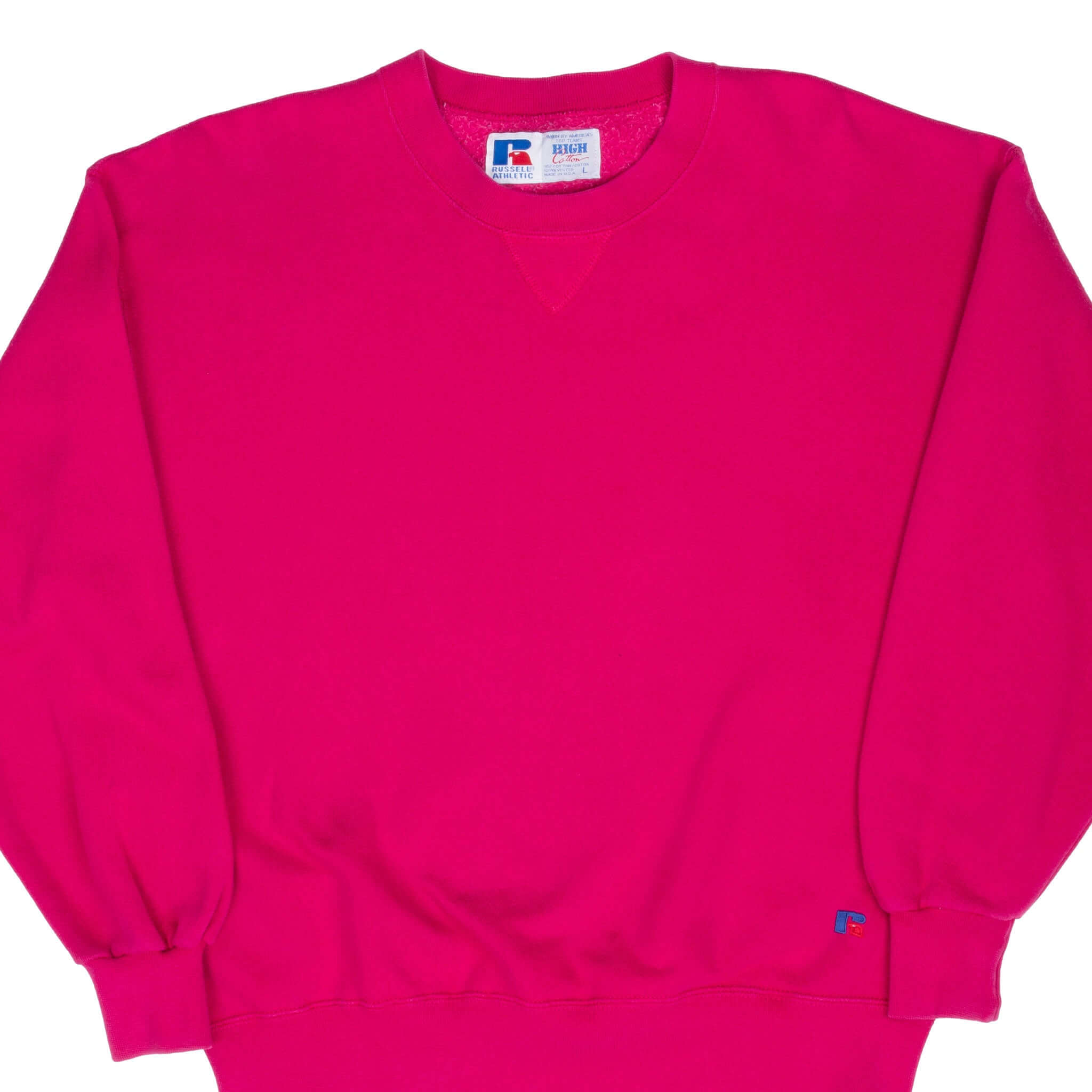 Vintage Russell Athletic Blank Pink Sweatshirt 1990S Size Large Made In USA