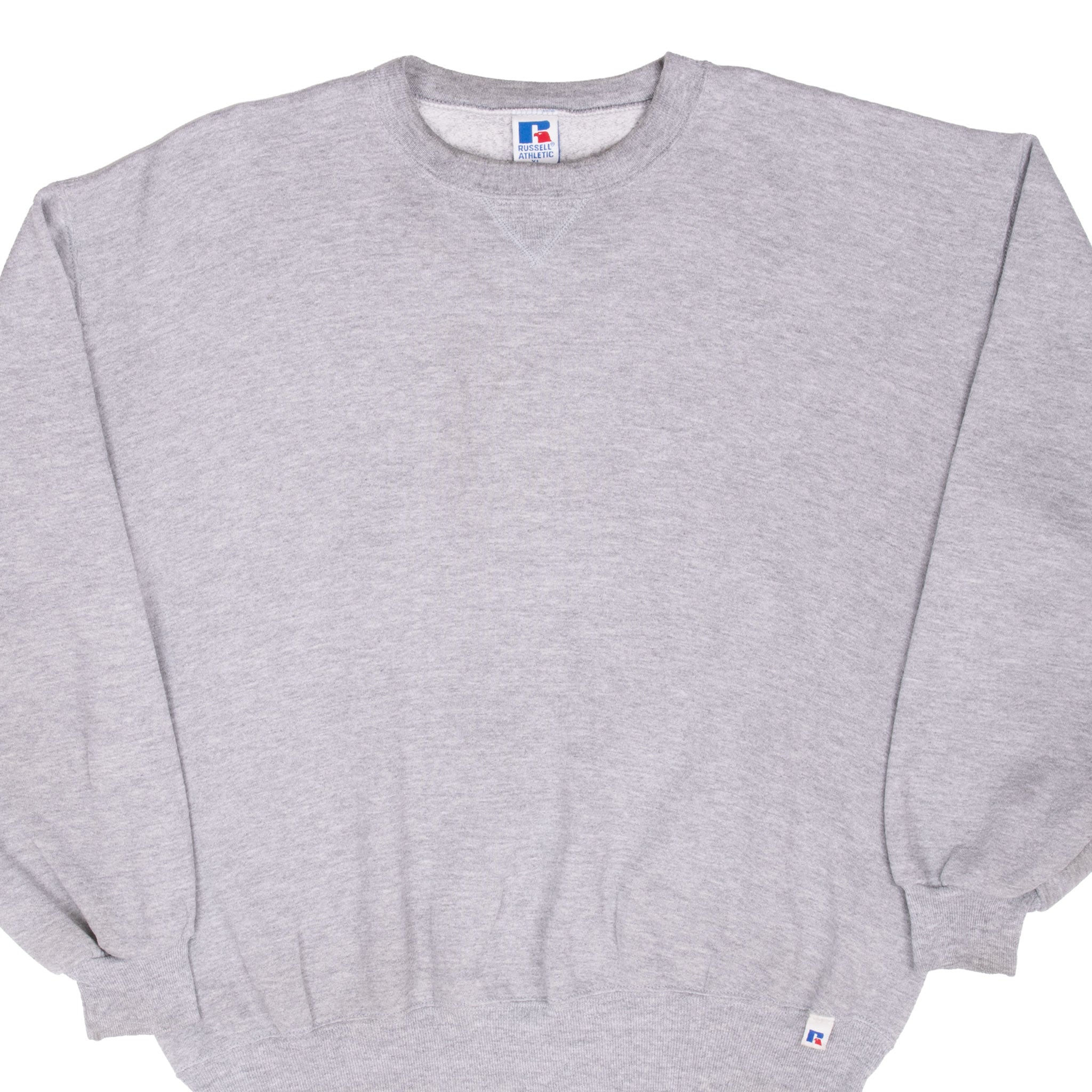 Vintage Russell Athletic Blank Grey Zip Sweatshirt 1990S Size XL Made In Usa