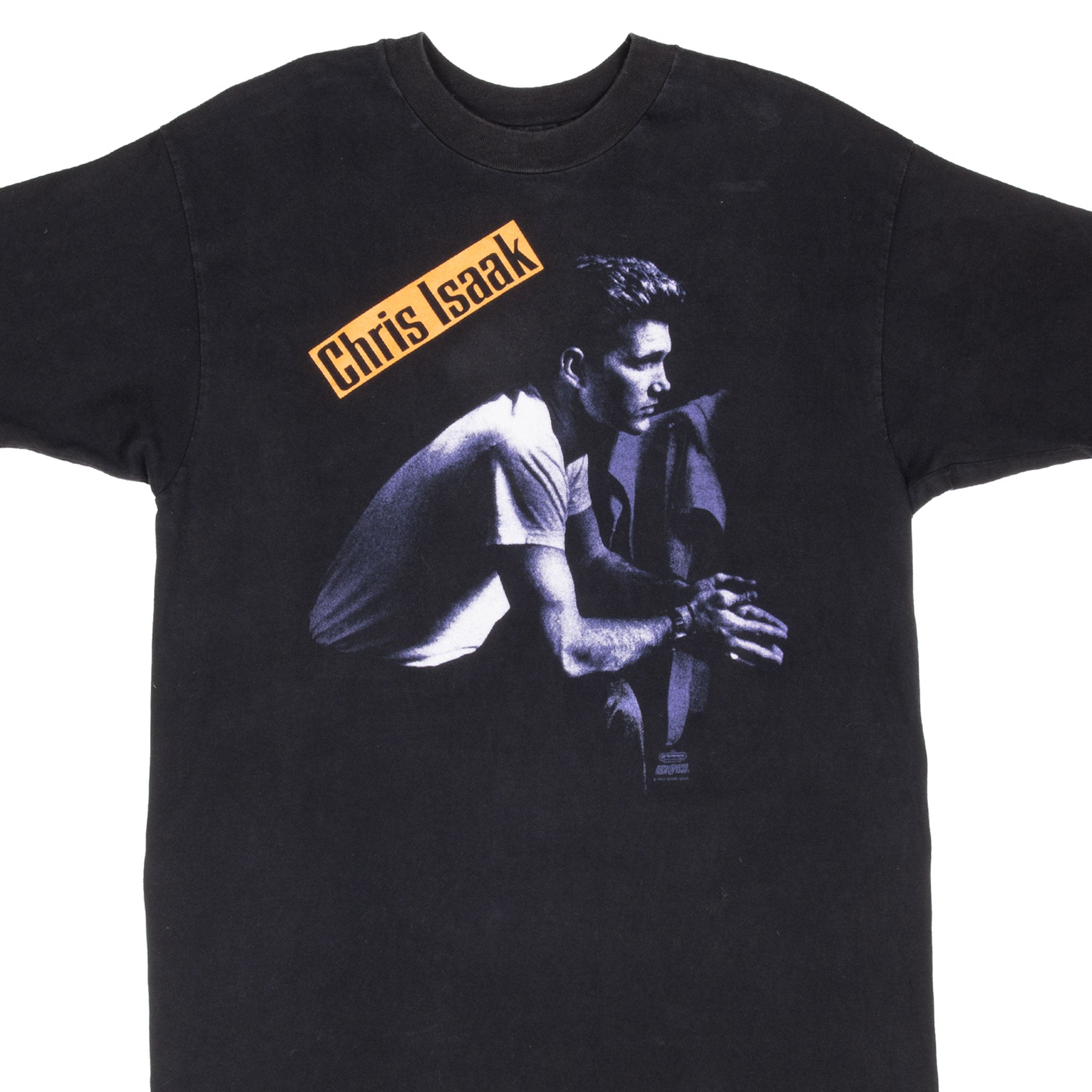 Vintage Chris Isaak Tour 1991 Tee Shirt Size Medium Made In Usa With Single Stitch Sleeves