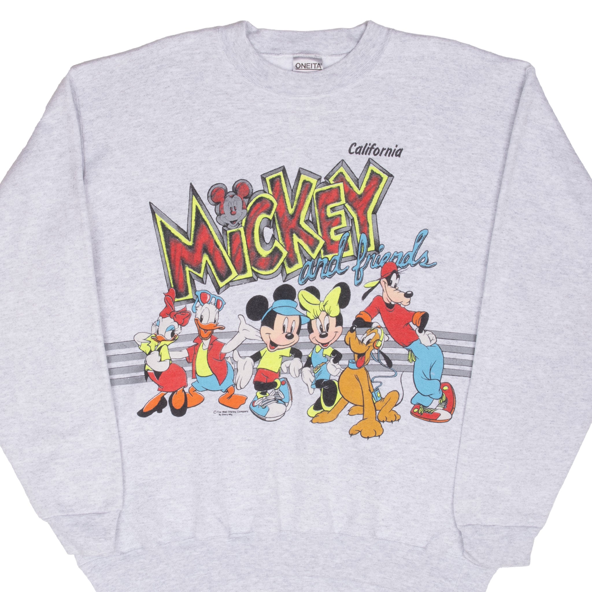 Vintage Disney Mickey And Friends California Grey Sweatshirt 1990S Size XL Made In Usa