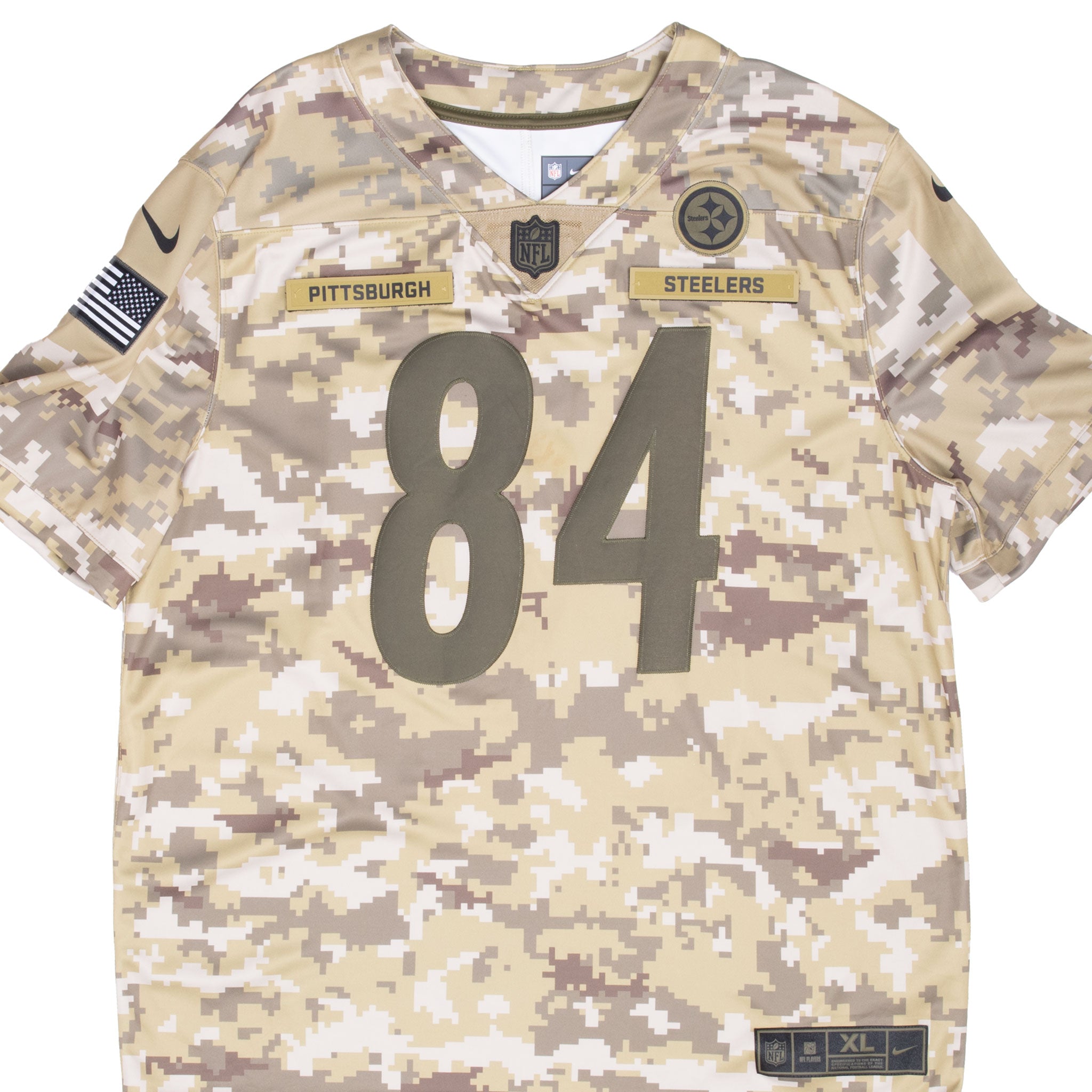 Vintage Nfl Pittsburgh Steelers Brown #84 Us Army Camo Nike Jersey Size XL