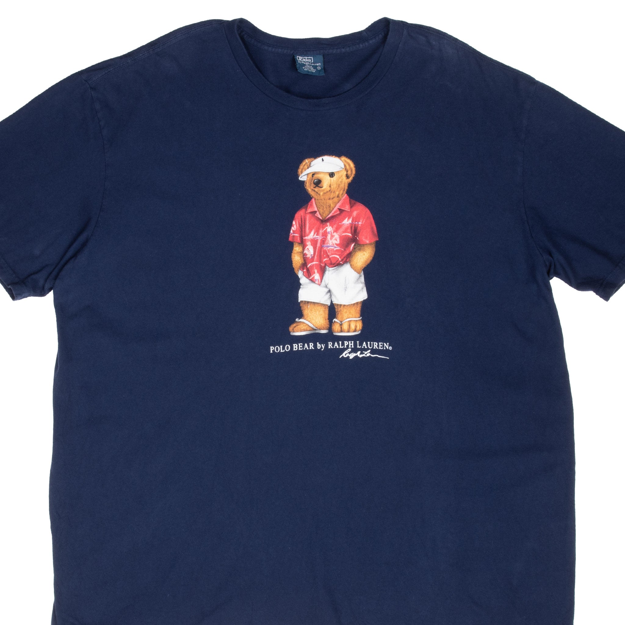 Vintage Polo Bear Summer Ralph Lauren Blue Tee Shirt Size 2XL