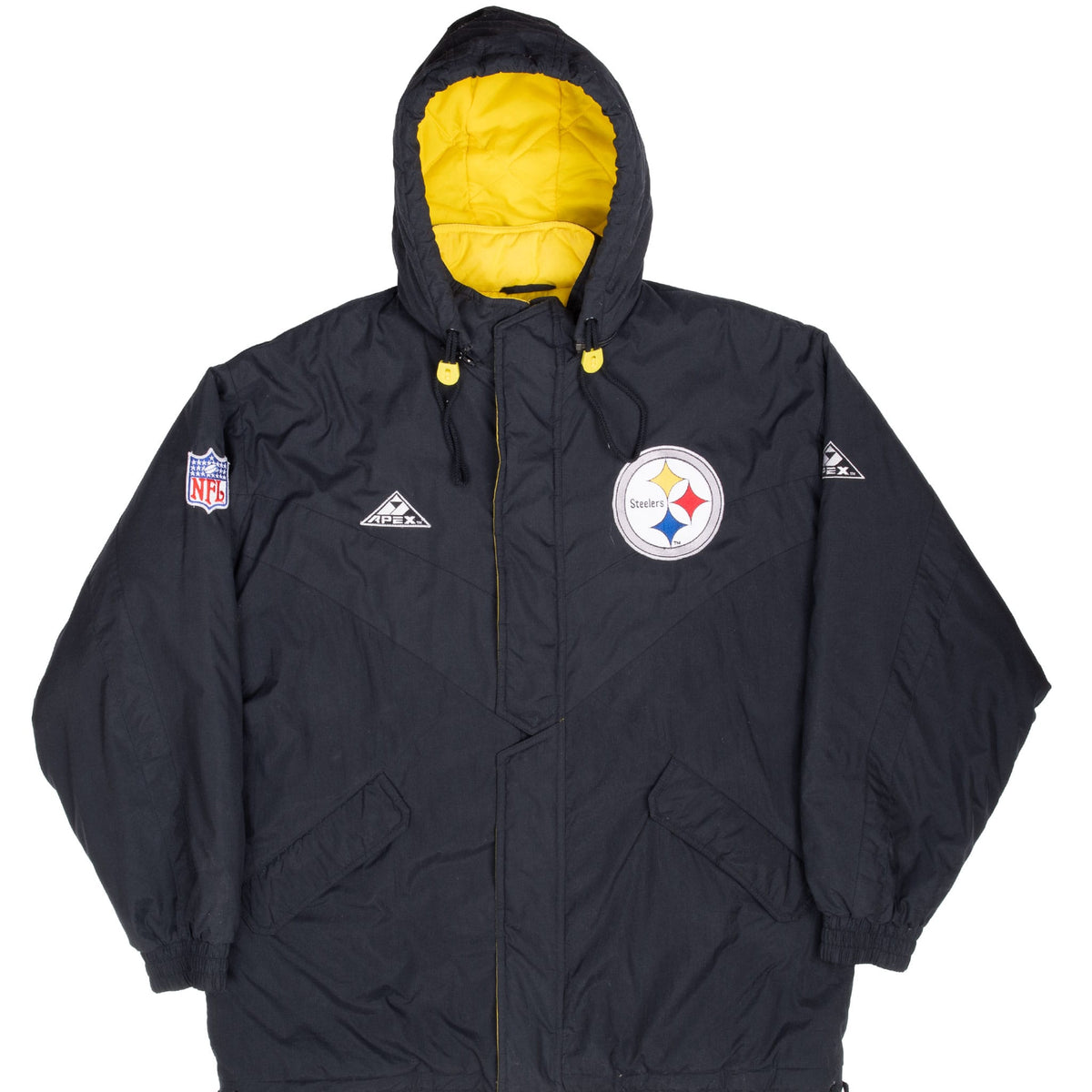 Vintage Nfl Pittsburg Steelers Hooded Coat Jacket 1990S Size Large