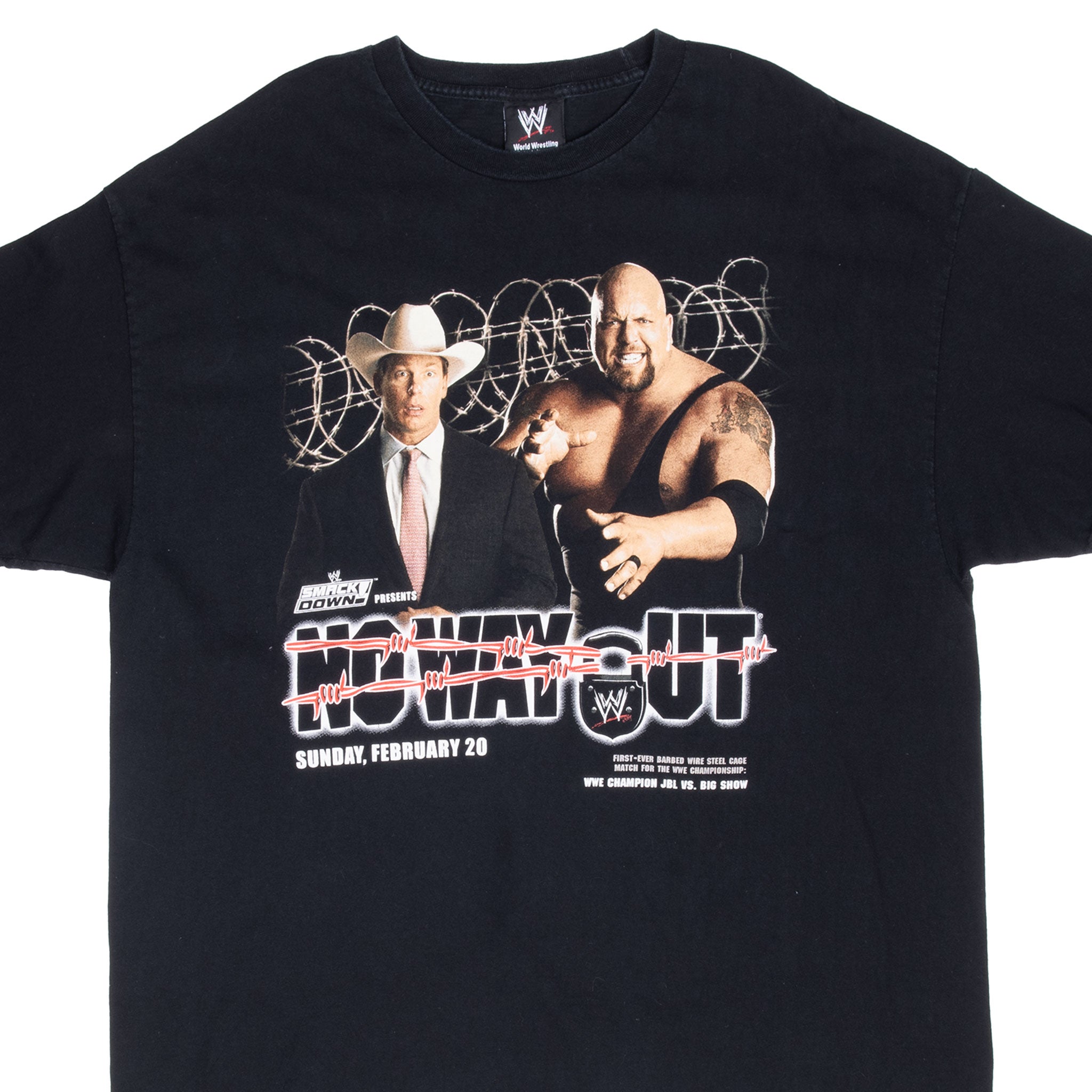 Vintage Wwe No Way Out Big Show Vs Wwe Champion Tee Shirt 2005 Size 2XL