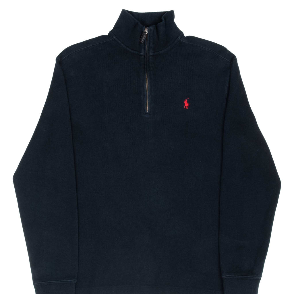 Vintage Polo Ralph Lauren Black Quarter 1/4 Zip Sweater 1990S Size Medium