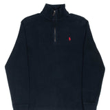 Vintage Polo Ralph Lauren Black Quarter 1/4 Zip Sweater 1990S Size Medium