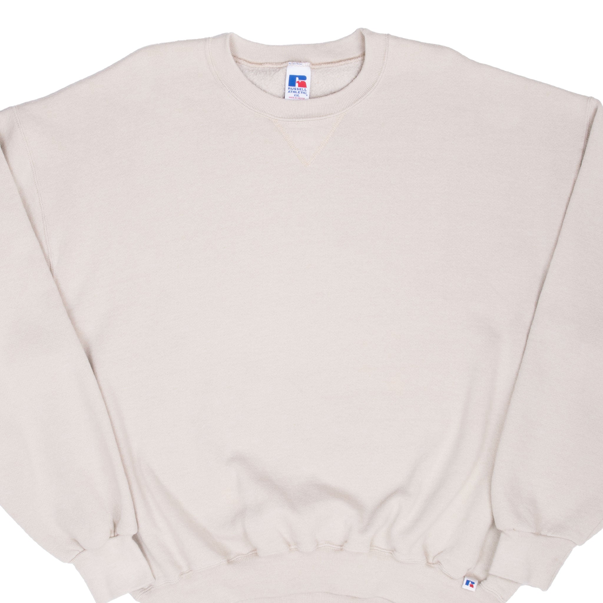 Vintage Russell Athletic Blank Beige Sweatshirt 1990S Size 2XL