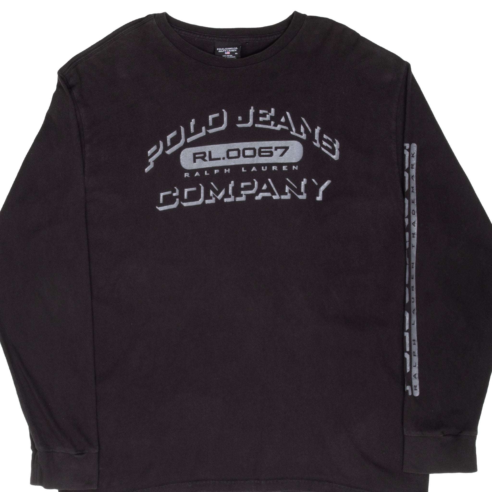 VINTAGE RALPH LAUREN POLO JEANS CO BLACK LONG SLEEVE TEE SHIRT 1990S XL